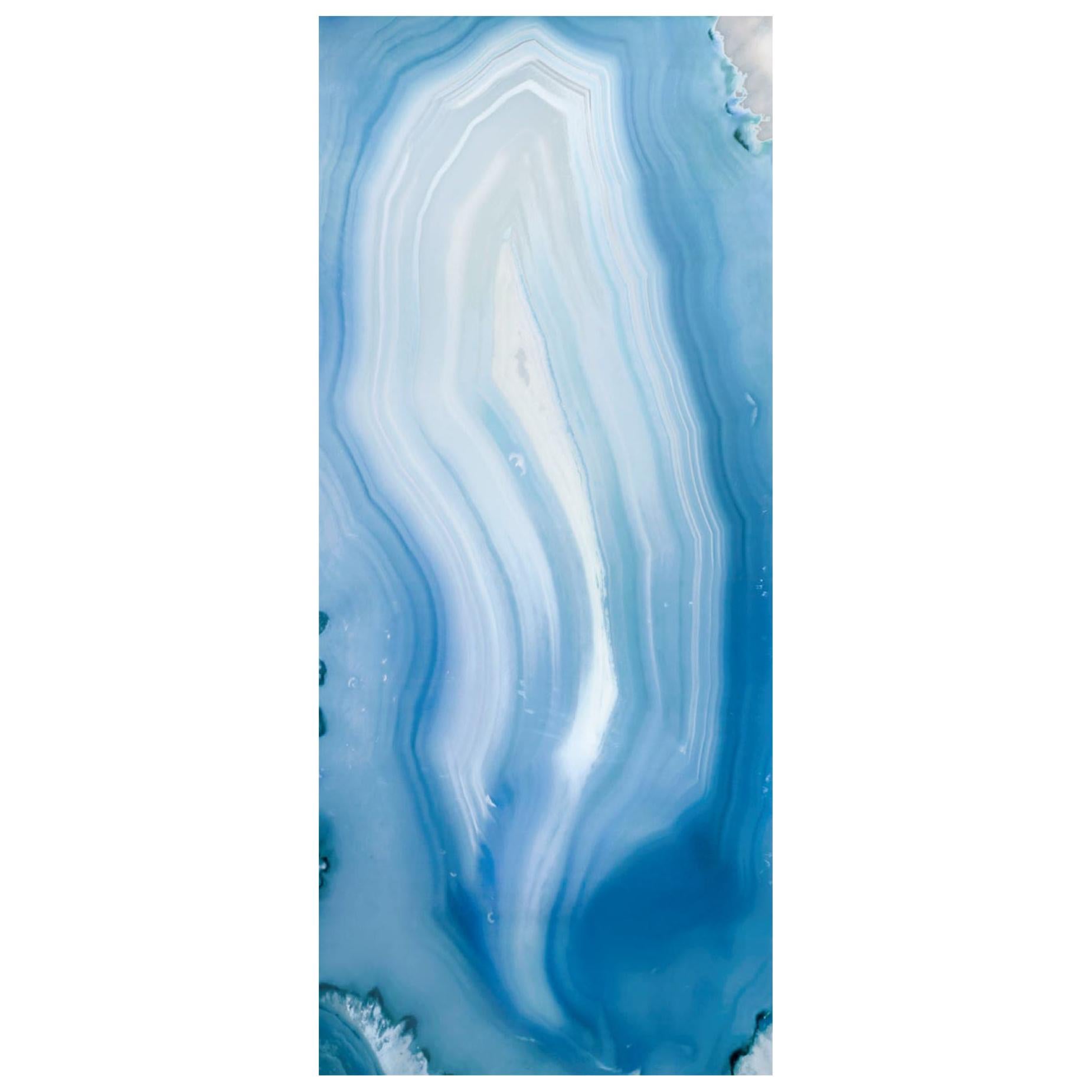 Art Glass Vetrite Agata Blue Decorative Panel for Multiple Uses Customizable For Sale