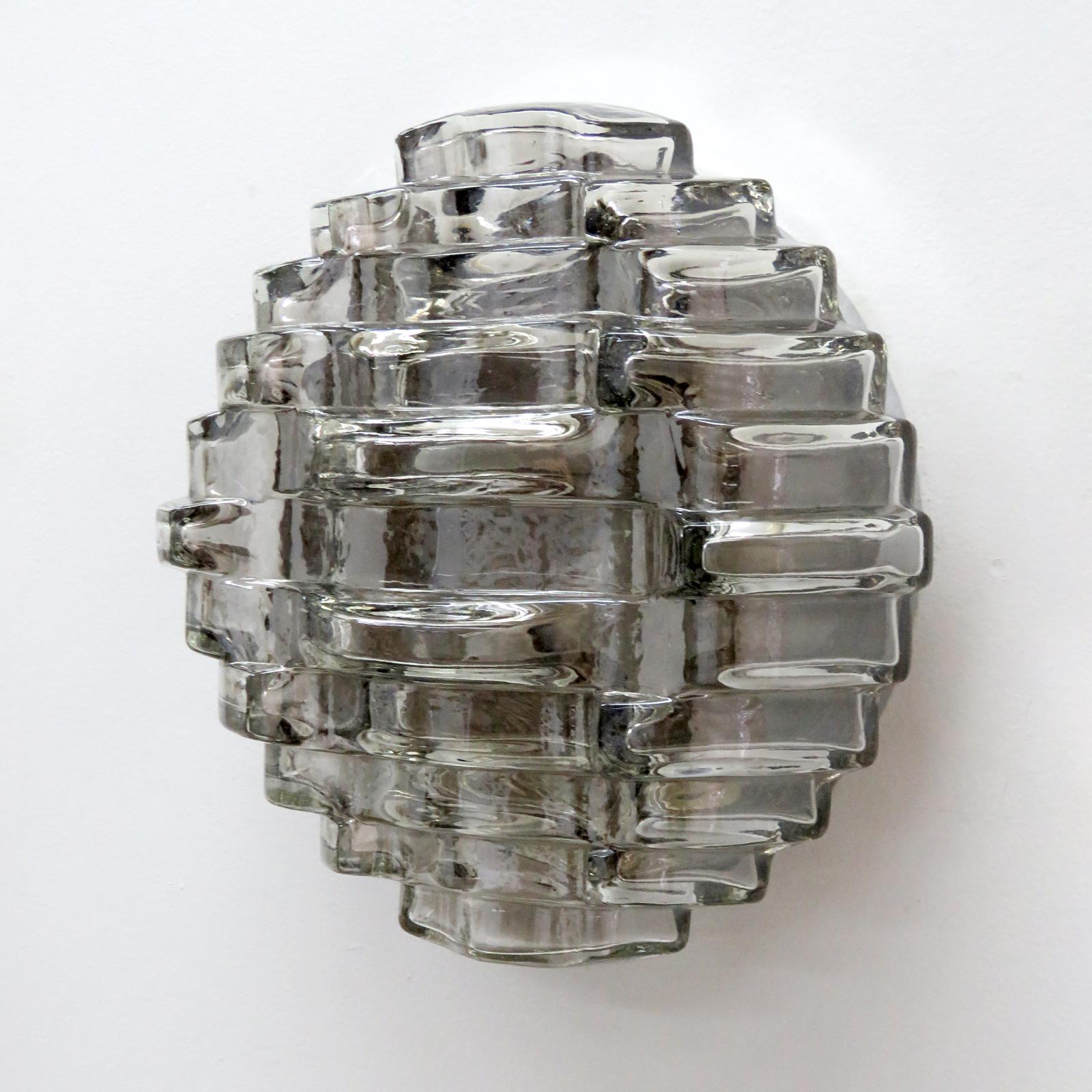 Mid-Century Modern Art Glass Wall Light by Hillebrand