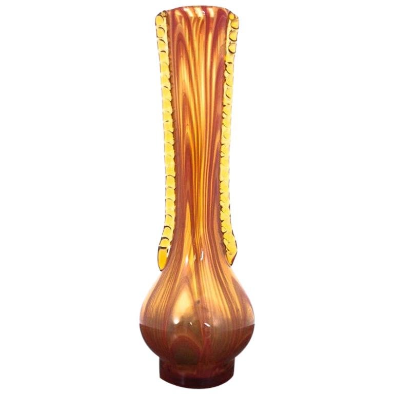 Art Glass Yellow Vase, Poland, 1970s For Sale at 1stDibs