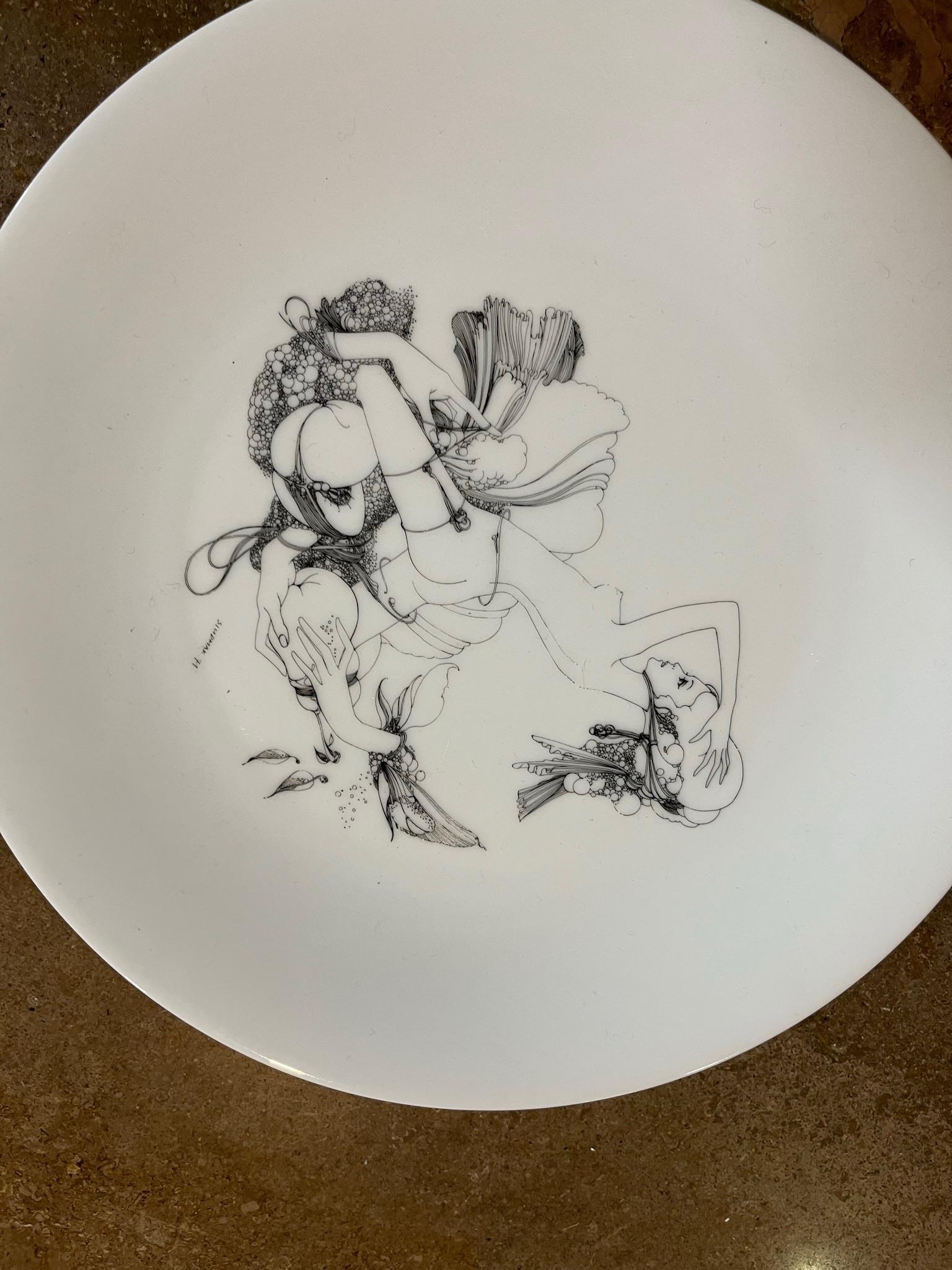 Hand Painted Porcelain Plate Midcentury Limited Edition. For Sale 10