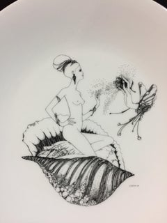 Hand Painted Porcelain Plate Midcentury Limited Edition.