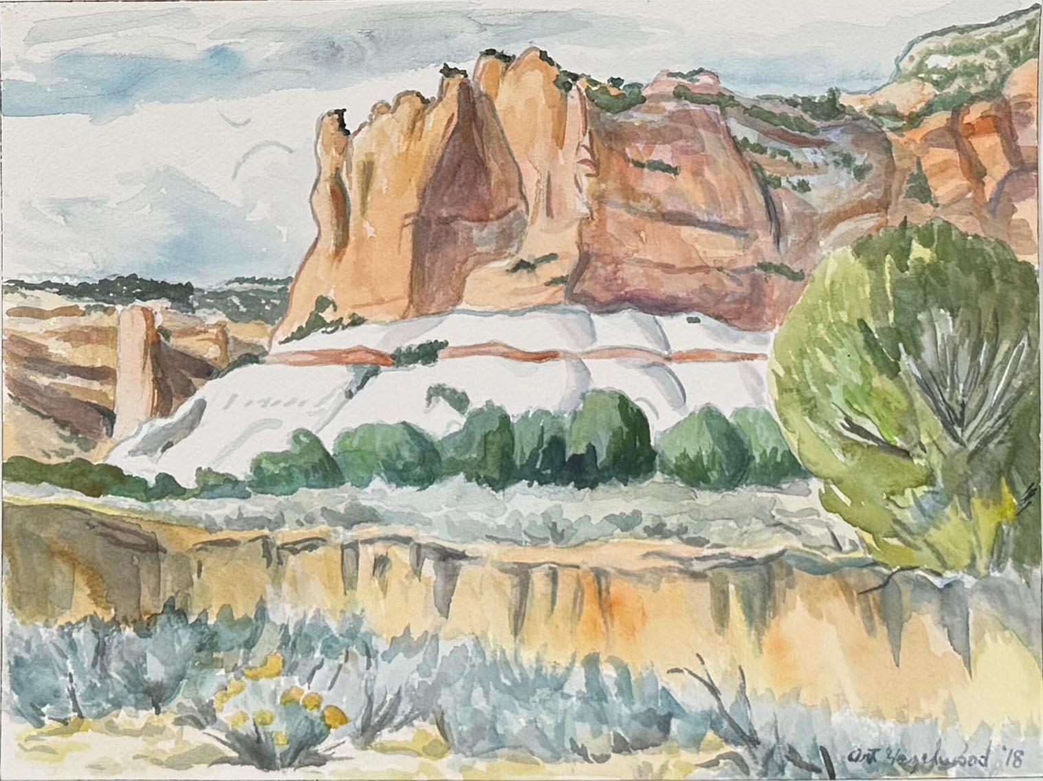 Zuni Cliffs, Southwestern Landscape Watercolor by Art Hazelwood
