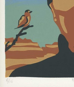 Yumiko in Zuni, portrait of his wife by printmaker Art Hazelwood