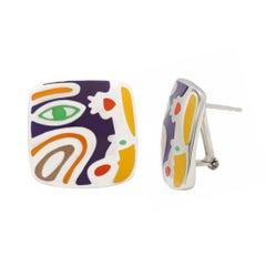 Art Inspired Earrings Sterling Silver Made in Italy Enamel Earring