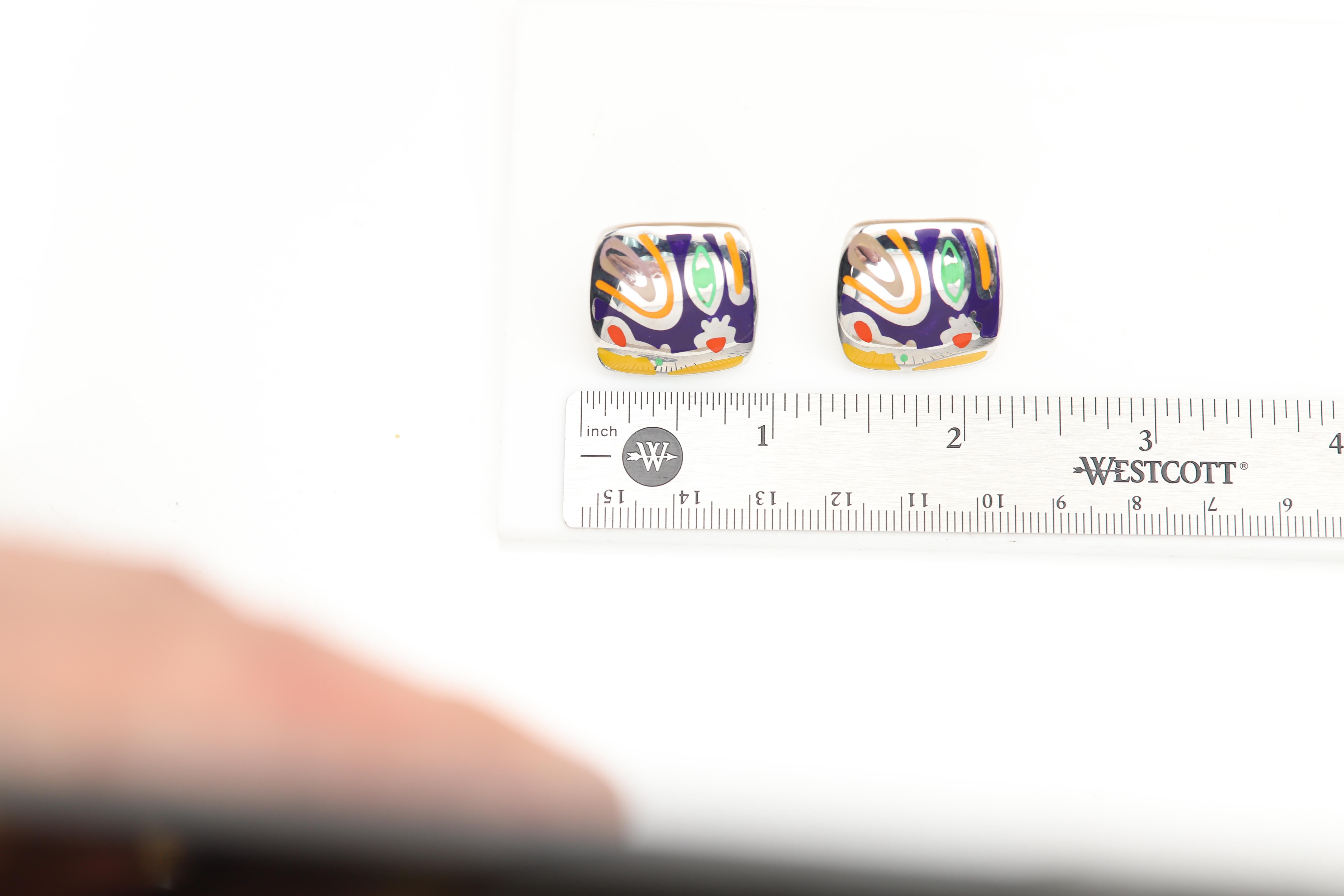 Artigiano Orecchini ispirati all'arte A. Silver Made in Italy Orecchino con smalto in vendita