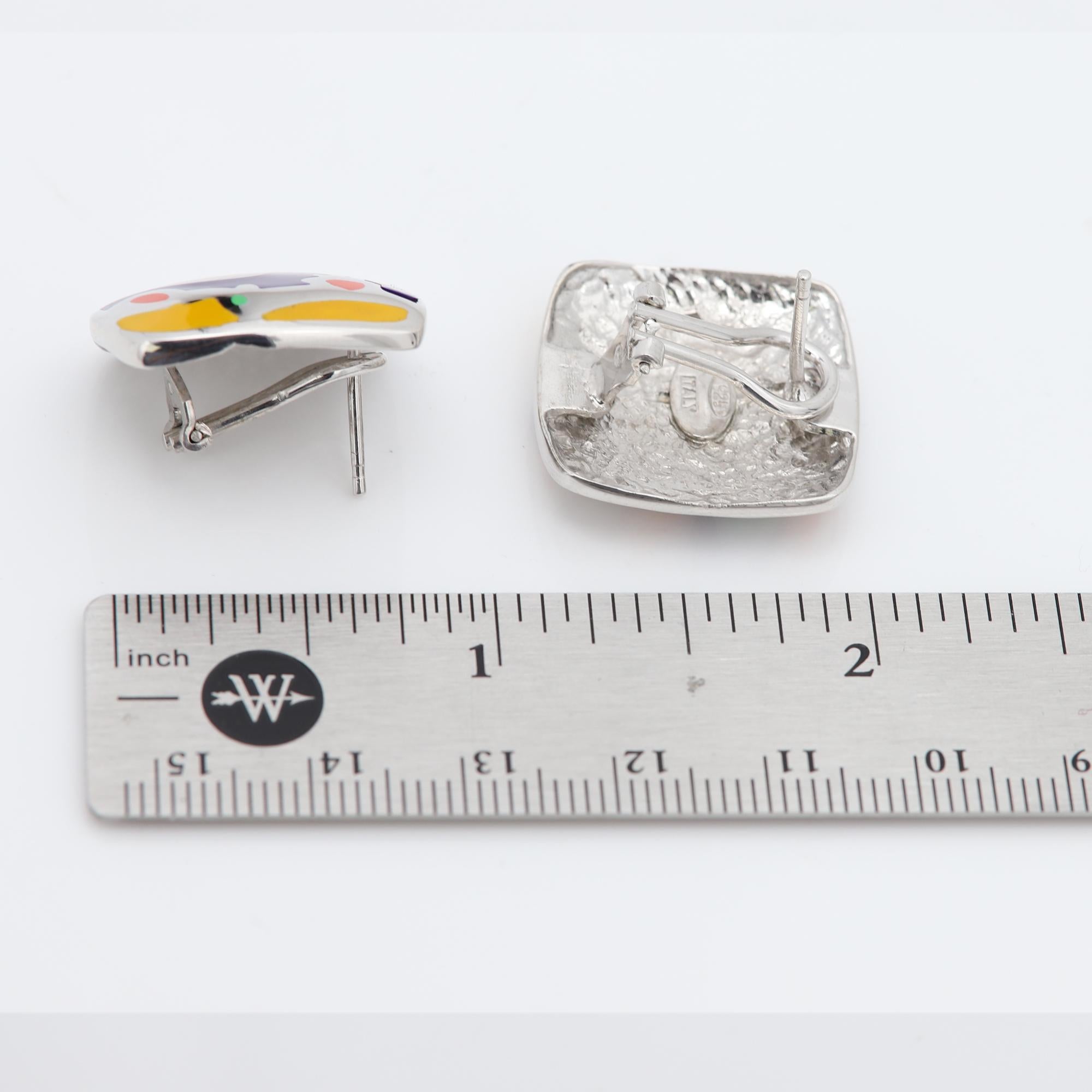 Orecchini ispirati all'arte A. Silver Made in Italy Orecchino con smalto in vendita 4