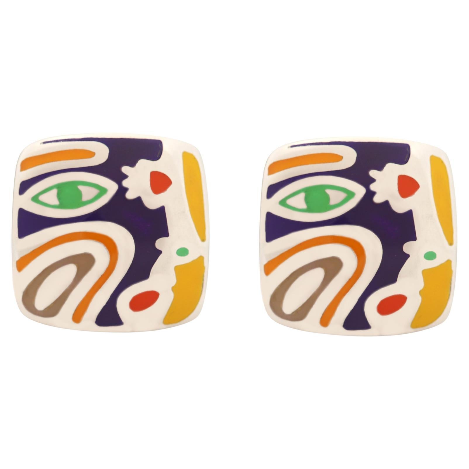 Orecchini ispirati all'arte A. Silver Made in Italy Orecchino con smalto