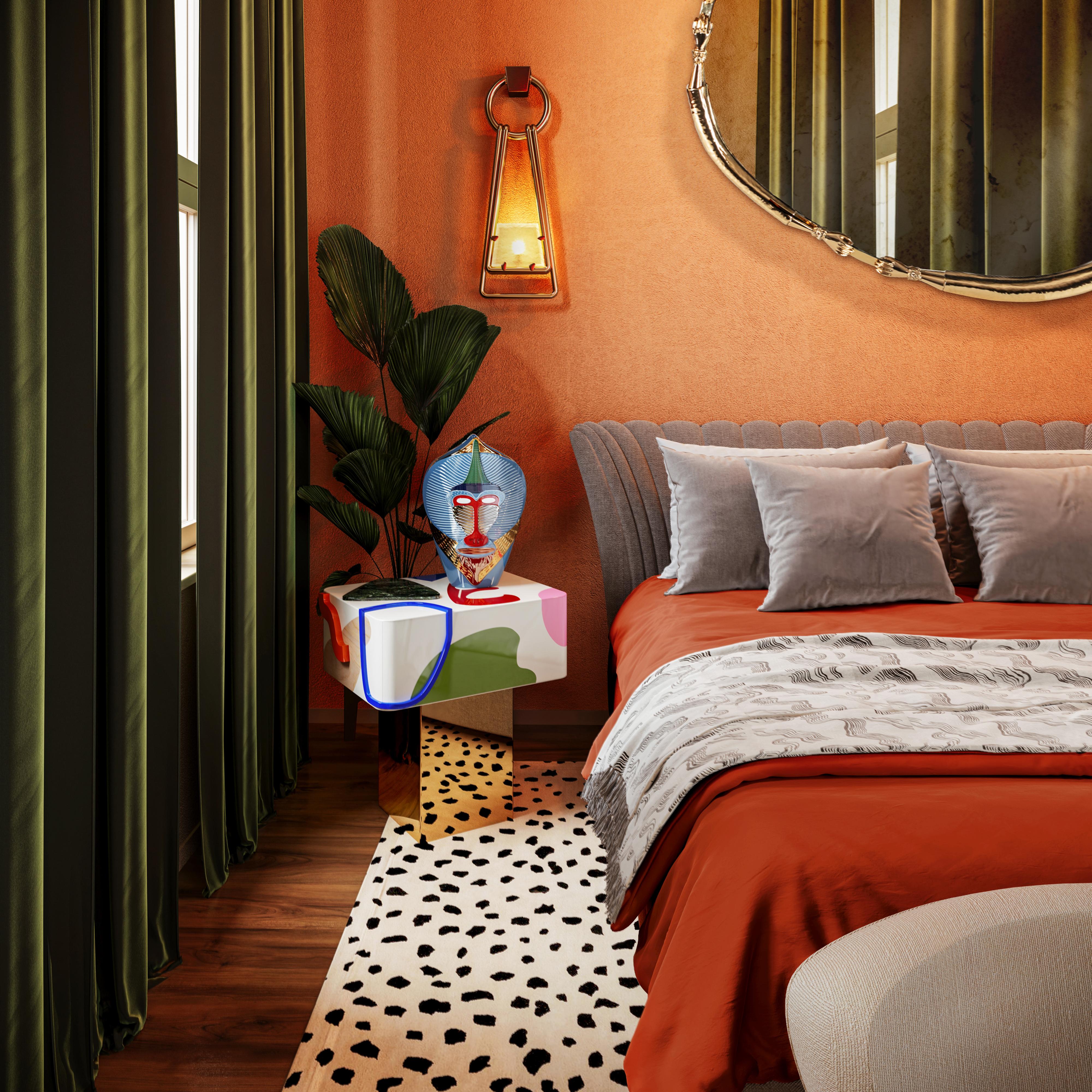 Art-Inspired Fauves Nightstand Lacquered Wood Marble Made in Portugal by Malabar For Sale 4