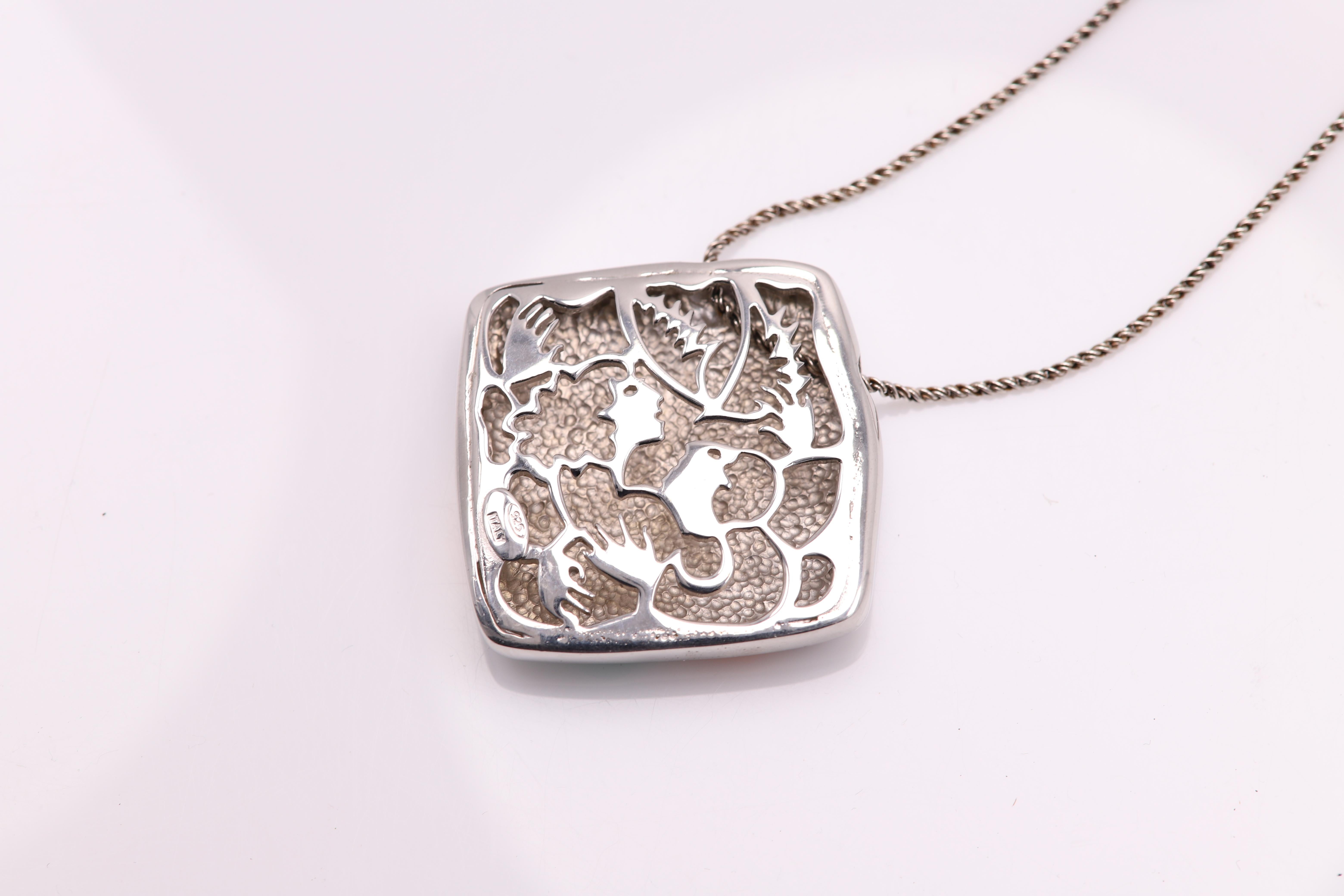 Art Inspired Jewelry Pendant Silver 925 Famous Art Jewelry Enamel Necklace For Sale 5