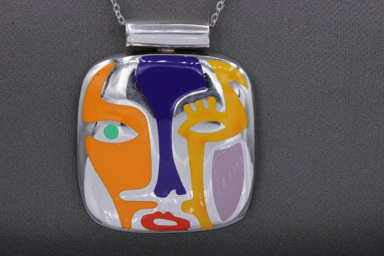 Art Inspired Jewelry Pendant Silver 925 Famous ART Jewelry Enamel
