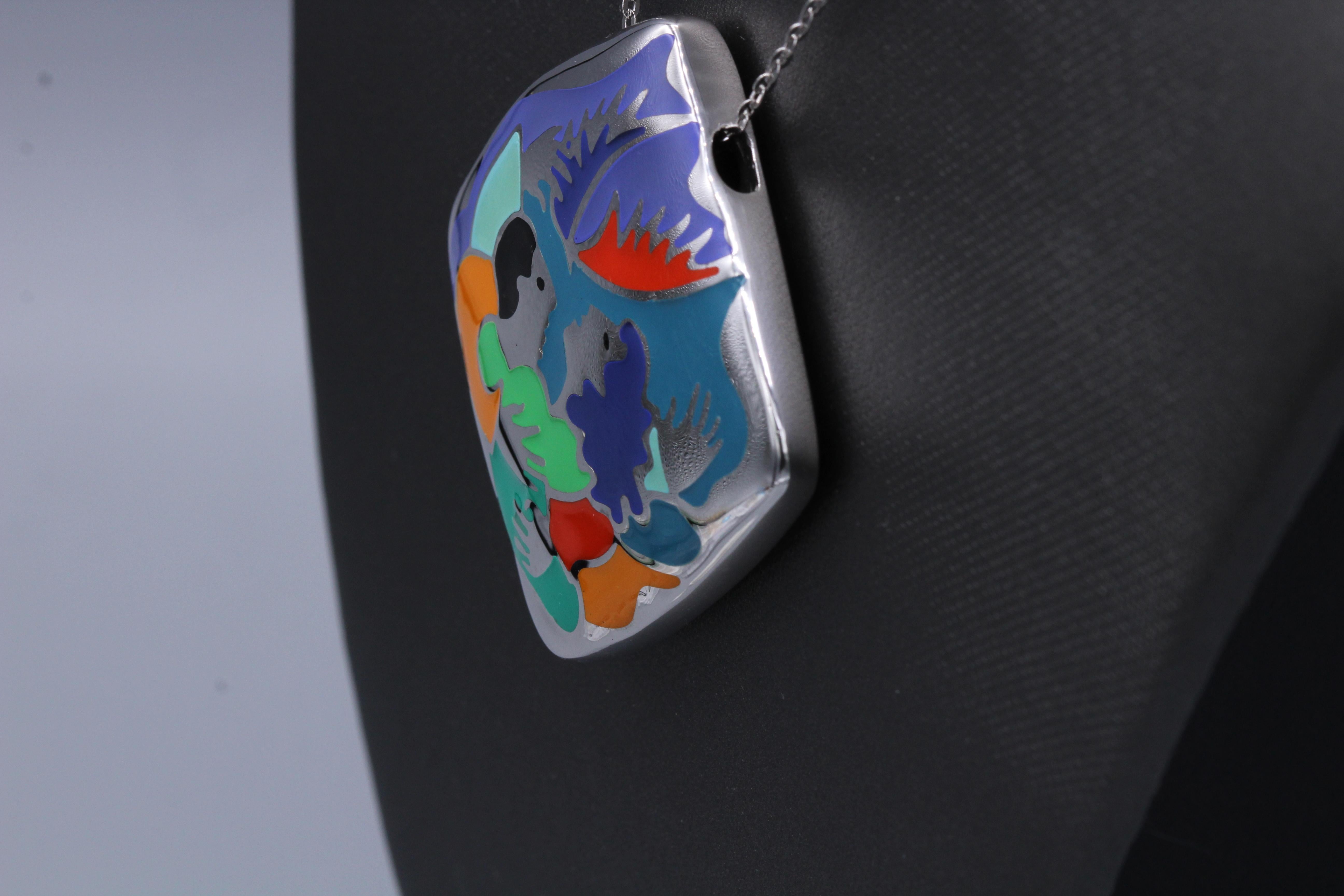 Art Inspired Jewelry Pendant Silver 925 Famous Art Jewelry Enamel Necklace For Sale 1