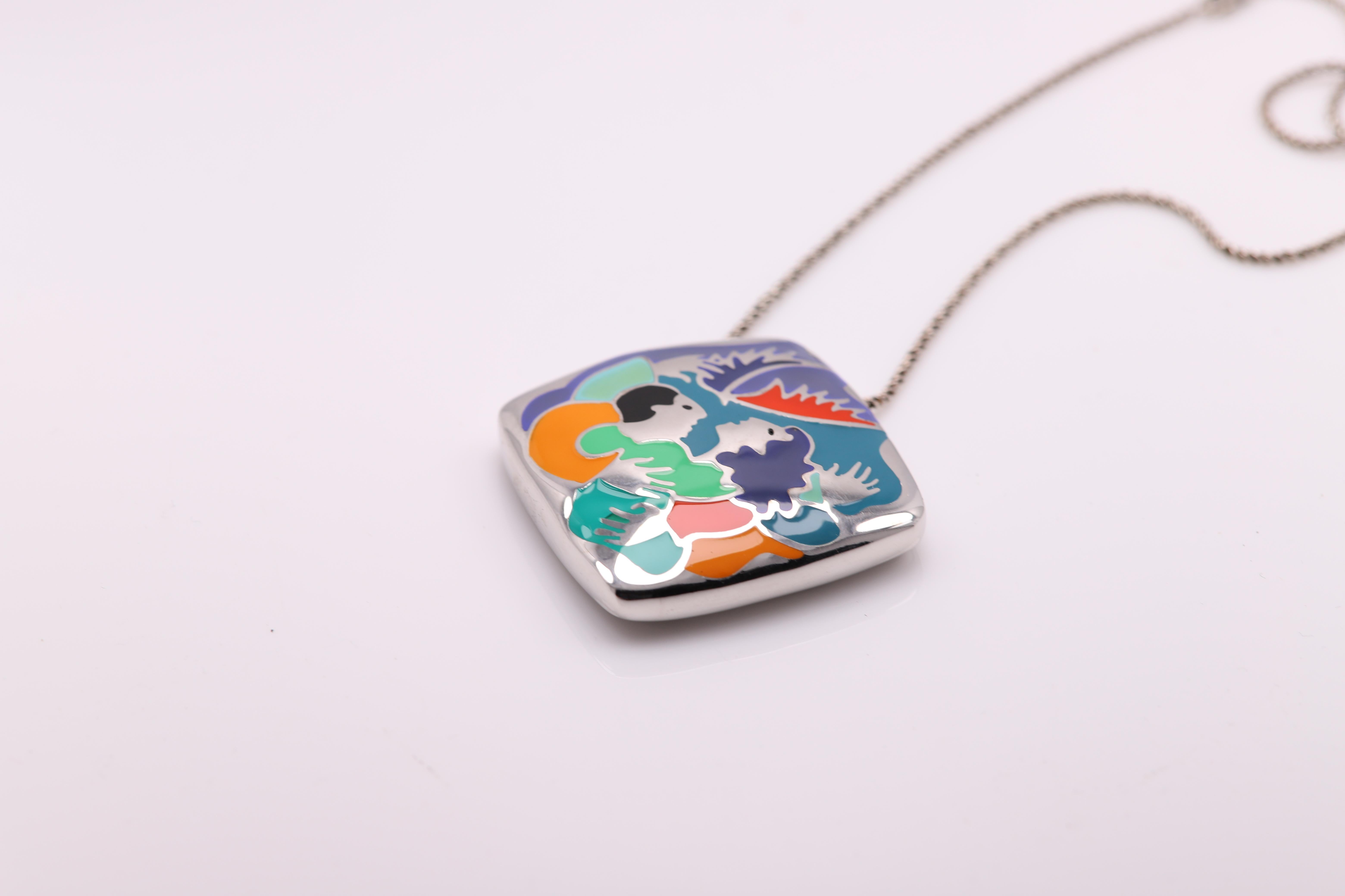 Art Inspired Jewelry Pendant Silver 925 Famous Art Jewelry Enamel Necklace For Sale 3