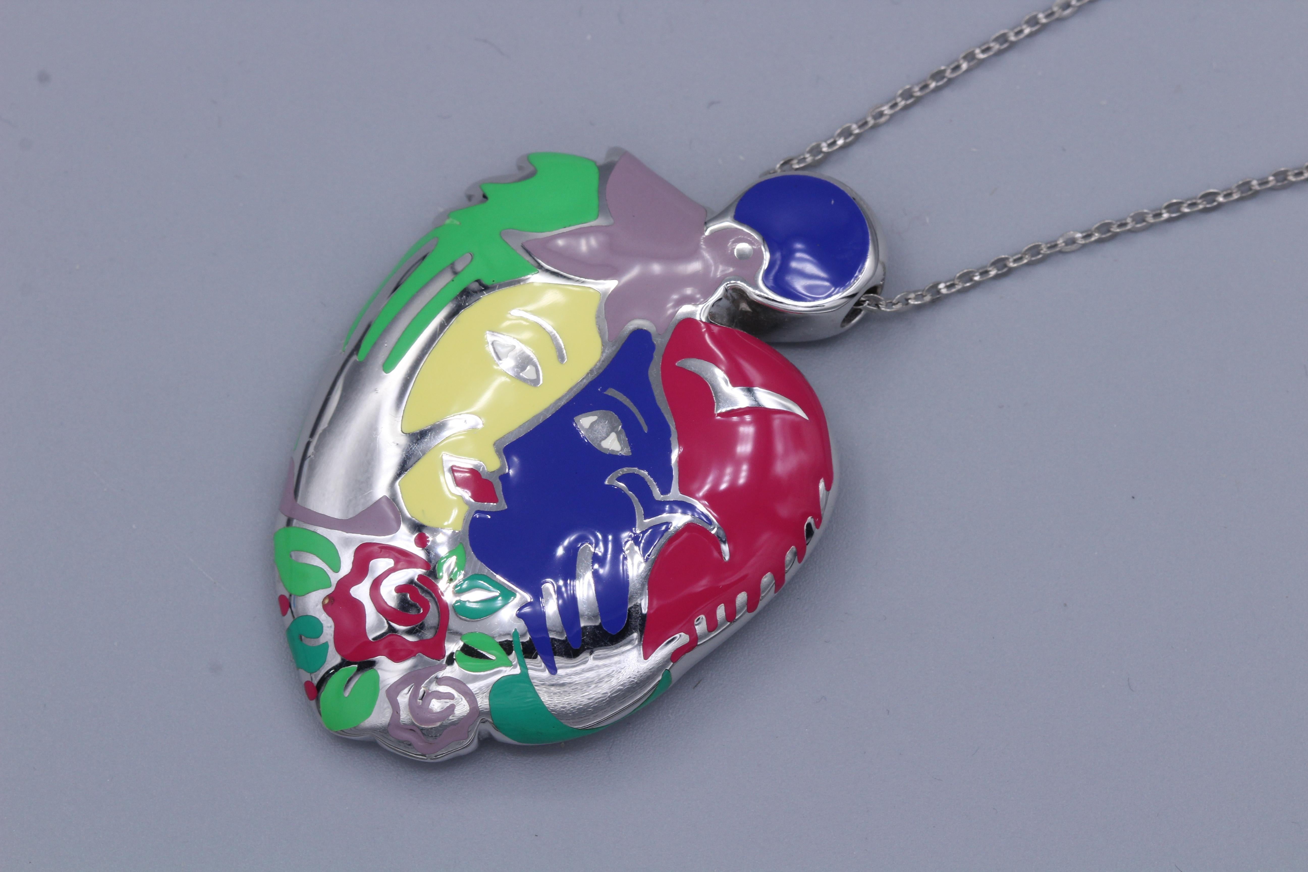 Art inspirierter Schmuck Sterlingsilber 925 Famous ART Jewelry Emaille-Anhänger im Zustand „Neu“ im Angebot in Brooklyn, NY
