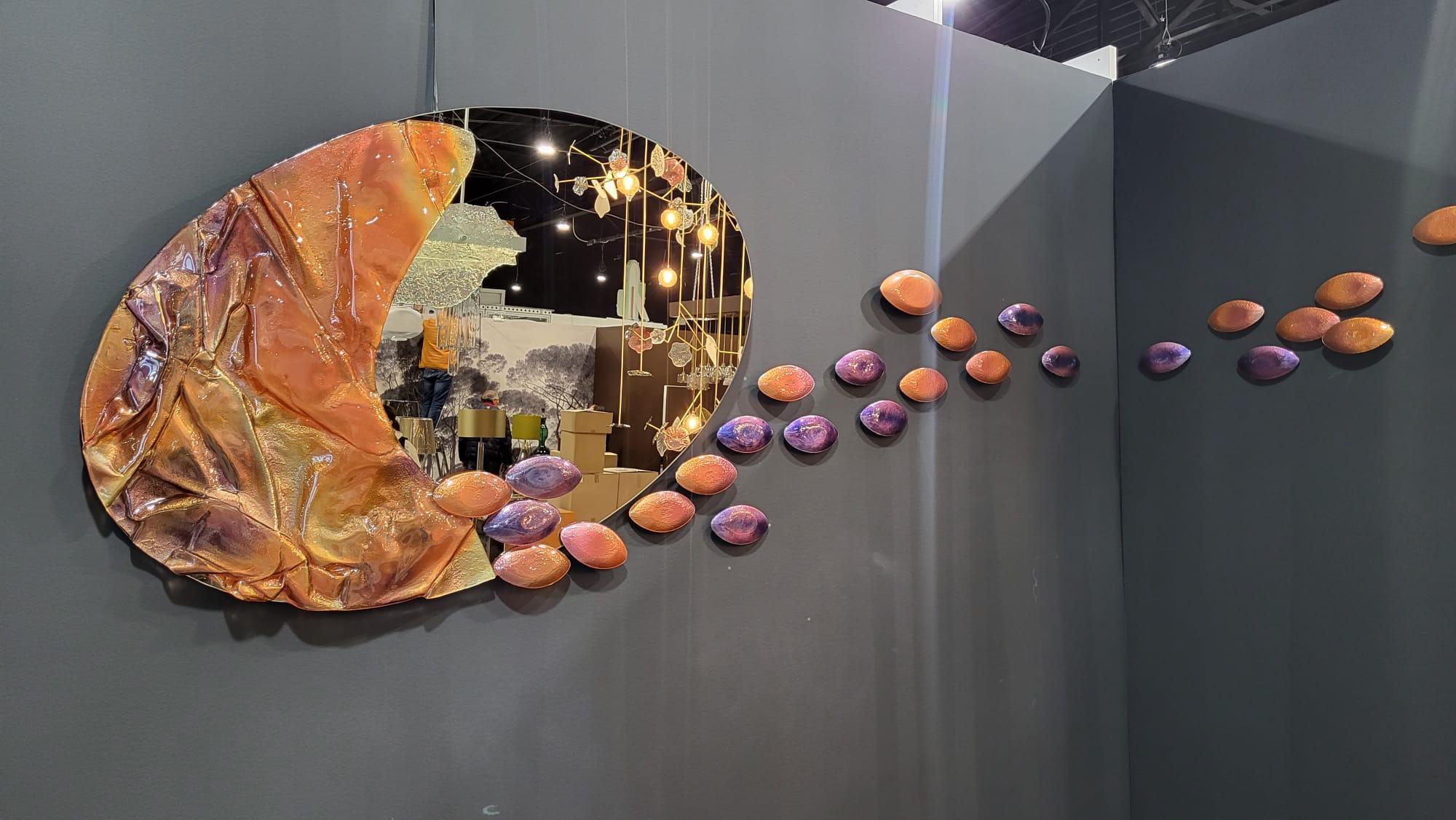 Polonais installation artistique Oiseaux d'automne sur mur en verre fusionné de Murano  en vente