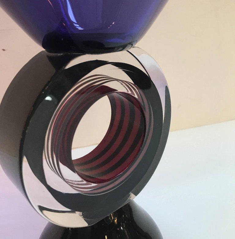 Contemporary Art Italian Glass Amethyst Pedestal Bowl