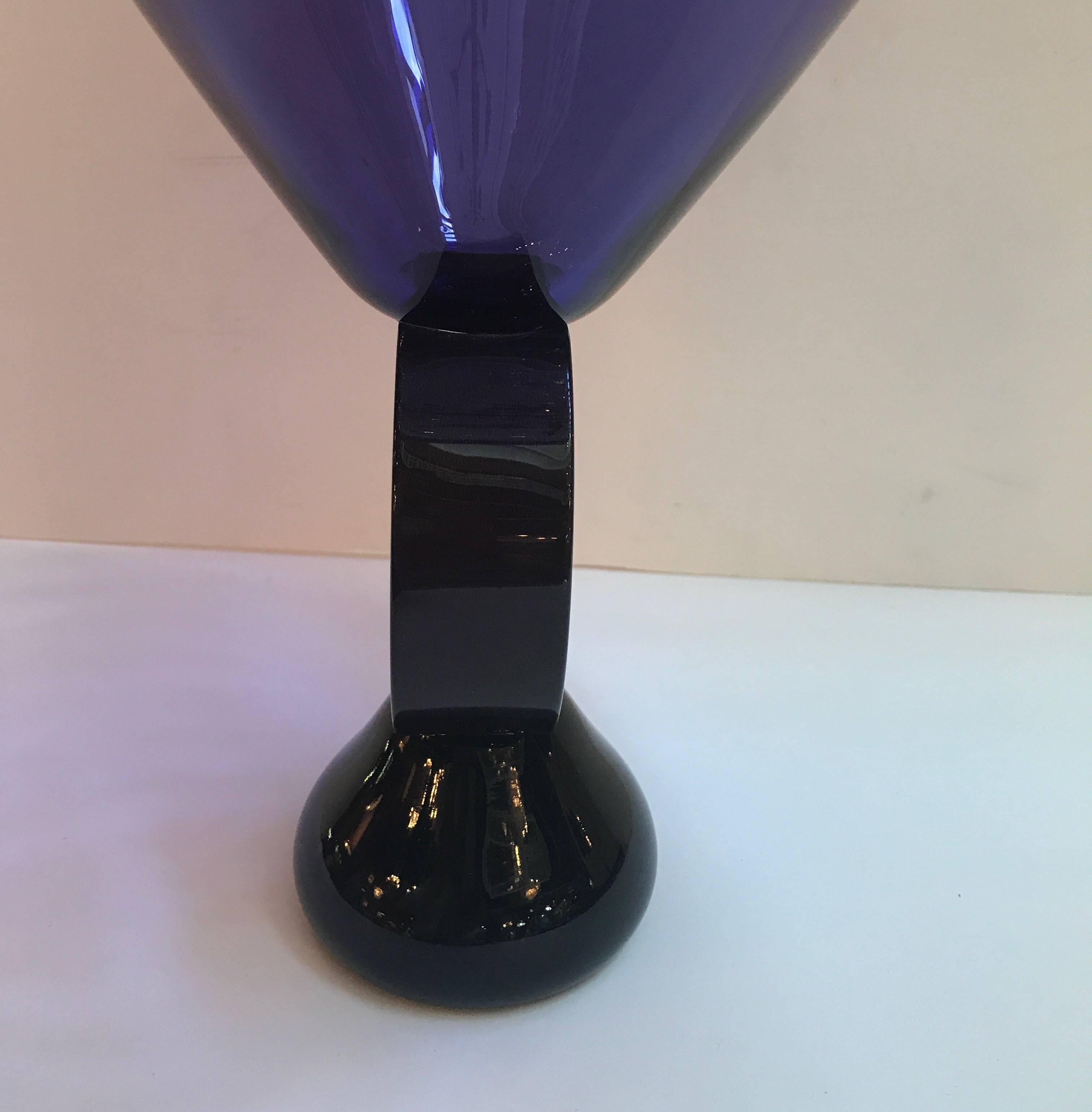 Art Italian Glass Amethyst Pedestal Bowl 1