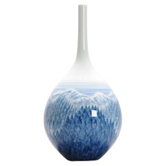 Art Japanese Vase Arita by Fujii Shumei, Winter Landscape, 20th Century