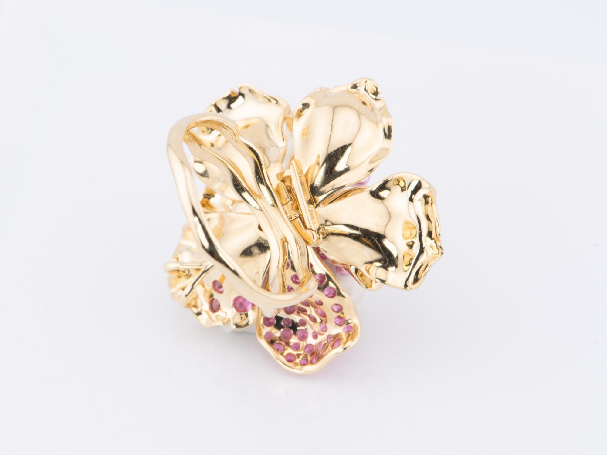 Art Jewelry Rubellite Tourmaline Center Flower Ring / Pendant 18K Gold R6641 For Sale 8