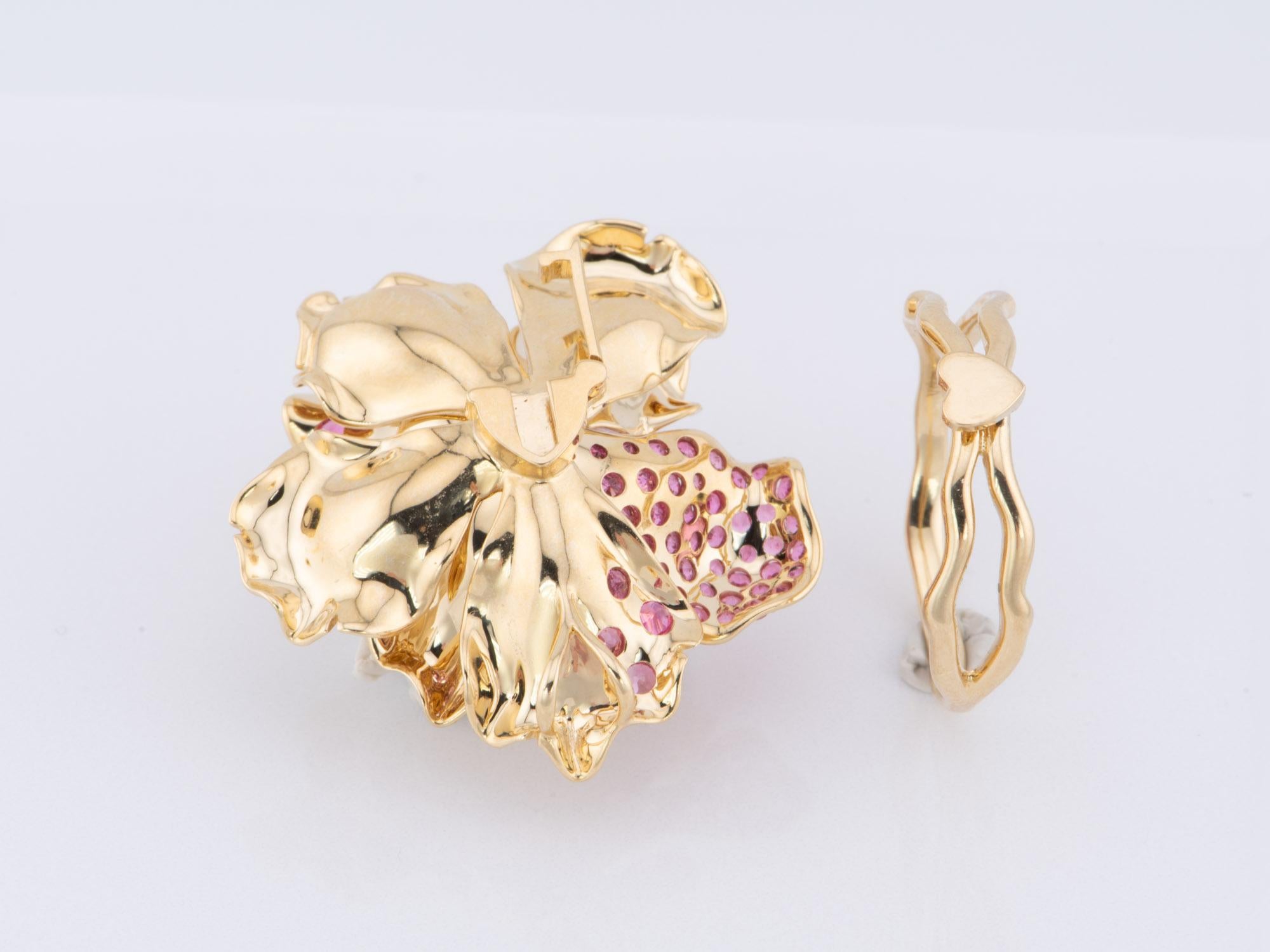 Art Jewelry Rubellite Tourmaline Center Flower Ring / Pendant 18K Gold R6641 For Sale 10