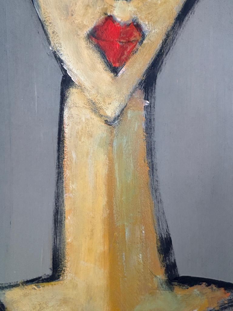 Art  Kate Tea — Masterful Modernist Portrait by Harry Charles Tim (Framed & Sig For Sale 2