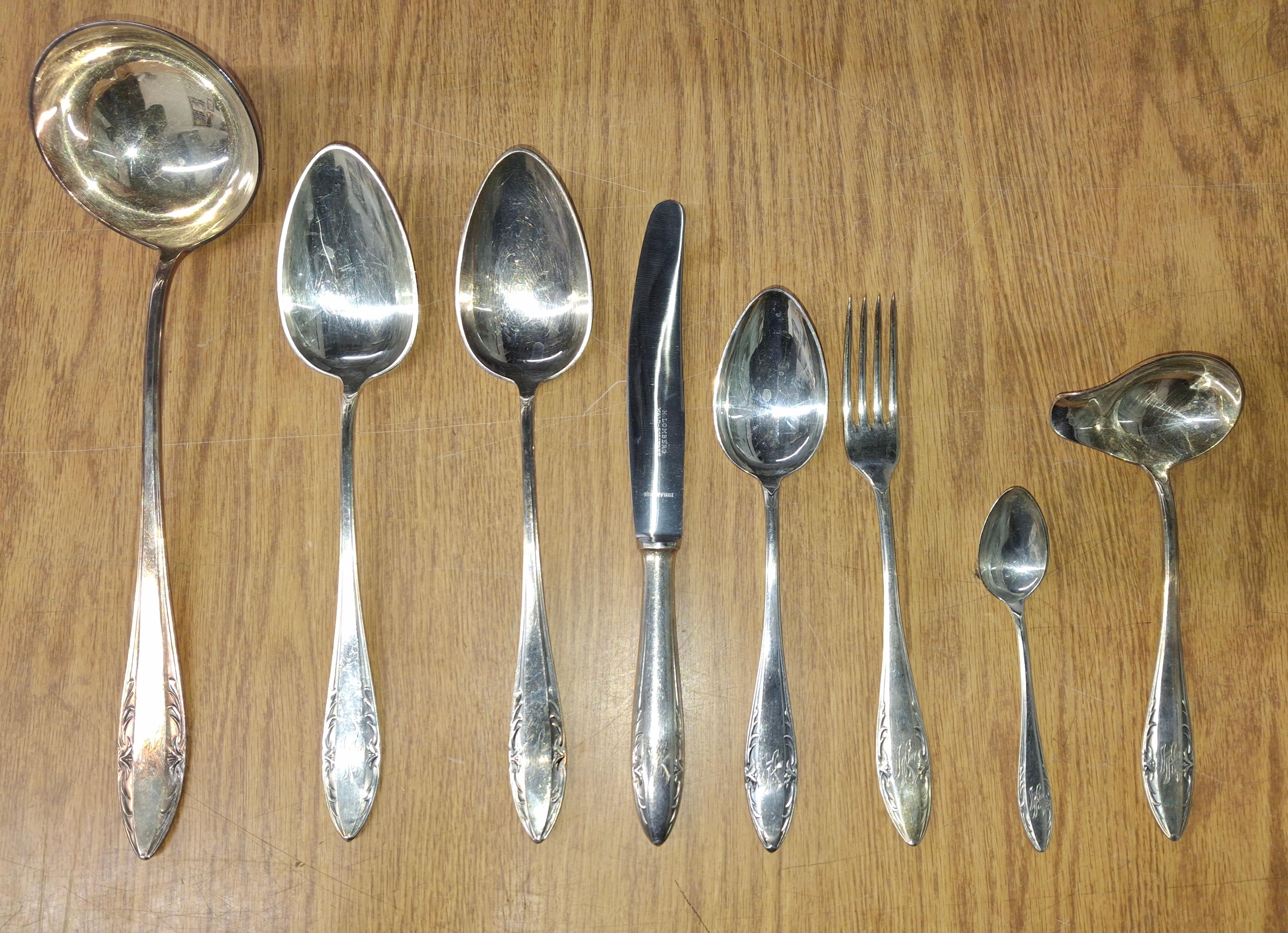 Silver Plate Art. Krupp Berndorf Solingen Silverplate Flatware Set 39pcs in Case For Sale