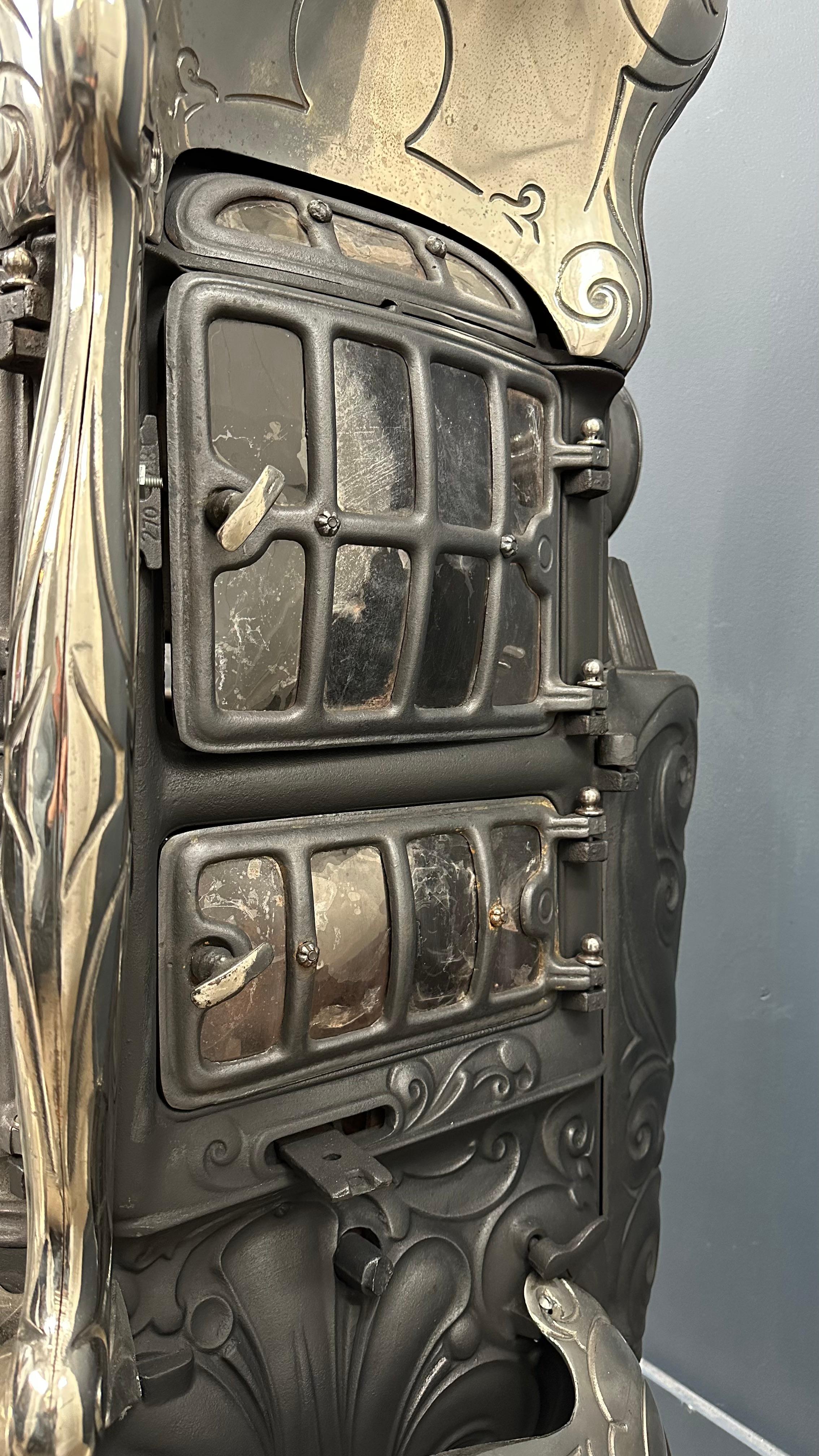 Art Laurel Antique Crome Stove Wood Burner For Sale at 1stDibs round