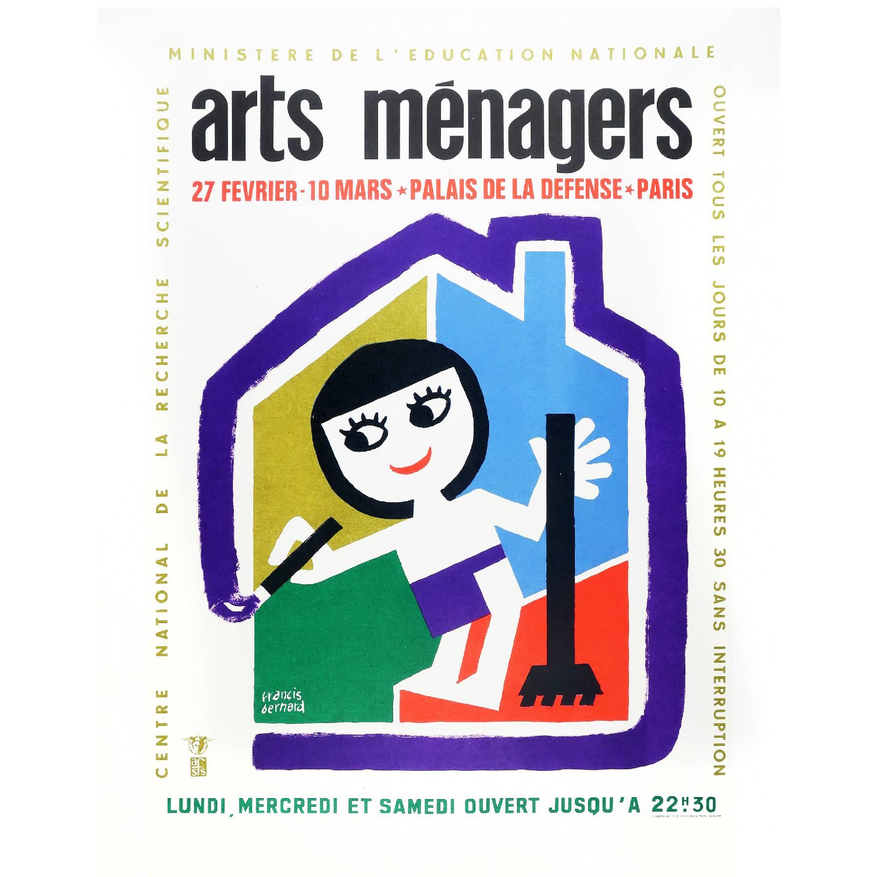 Affiche « Art Menagers », crème, de Francis Bernard en vente