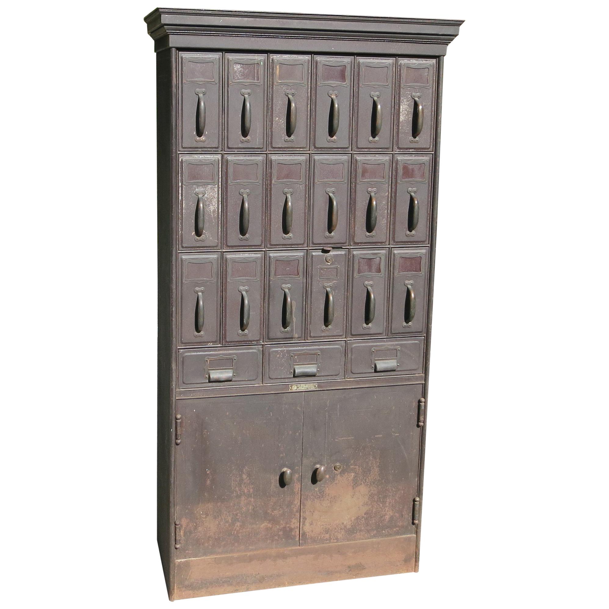 Art Metal Construction Company Filing Cabinet Distressed Paint For Sale