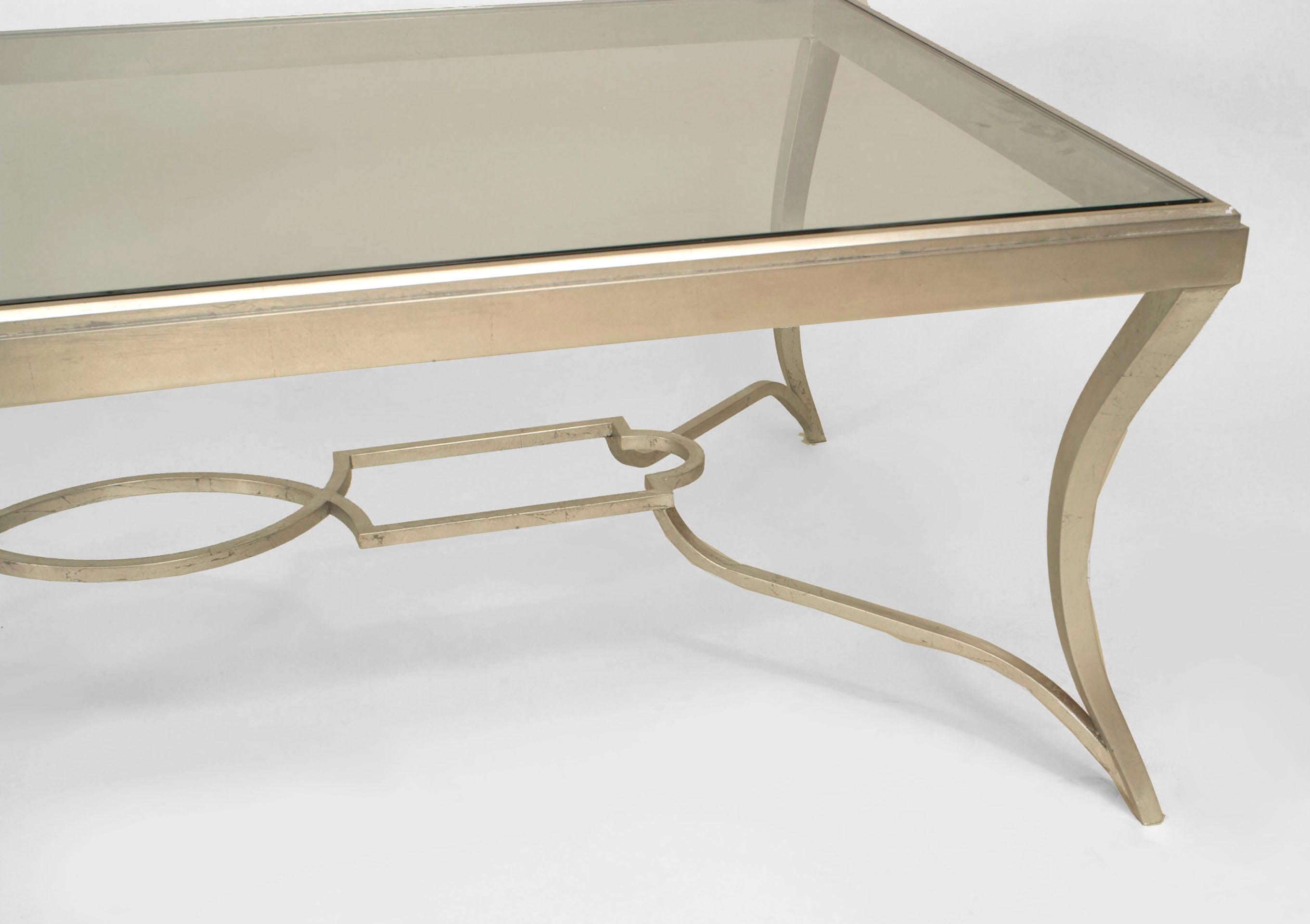 Style « paquebot » Table basse de style Art Moderne en bronze et verre en vente
