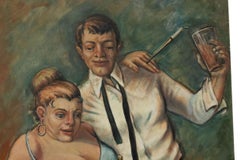 Art Moderne Bar Scene Painting