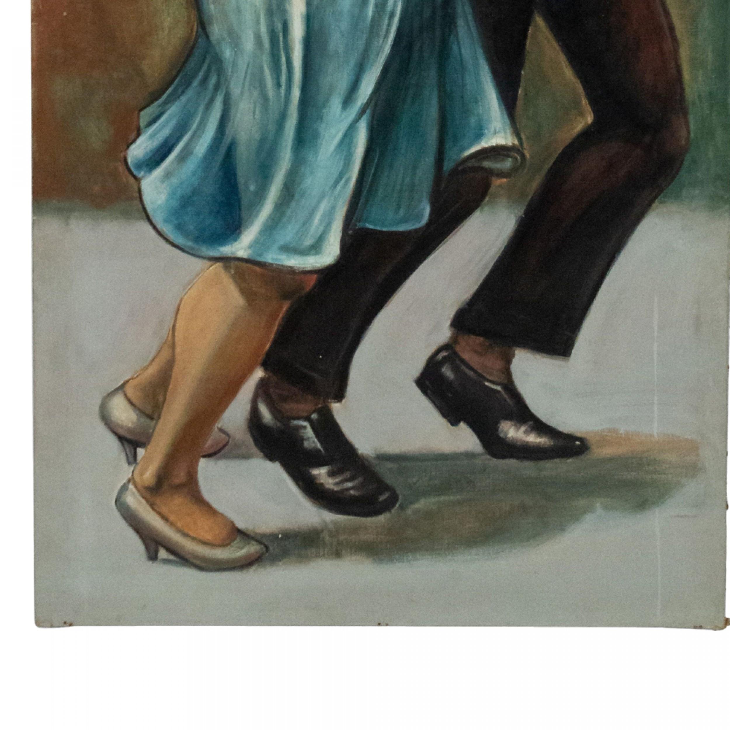 American Art Moderne Bar Scene Painting For Sale