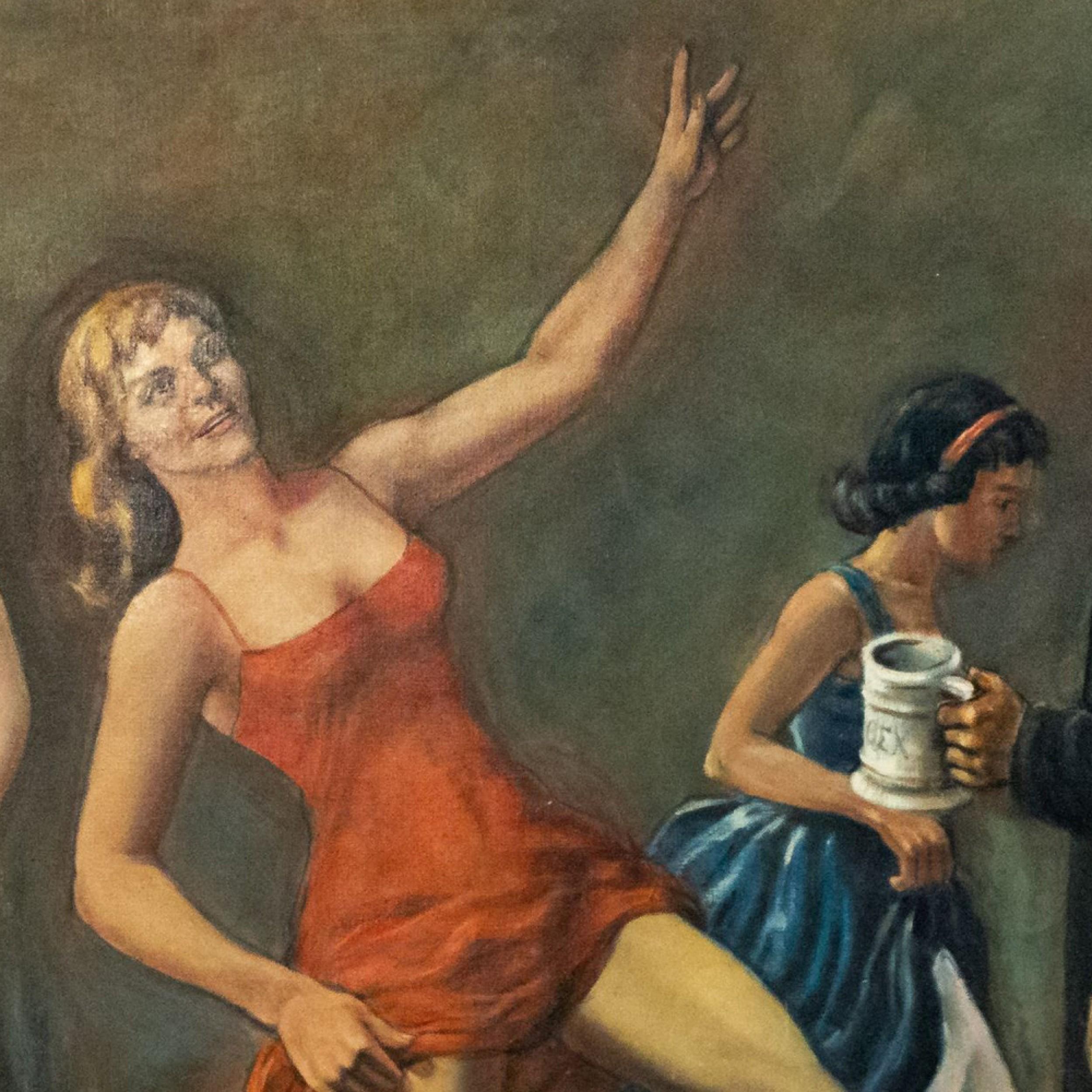 Americano Pittura Art Moderne con scena da bar in vendita