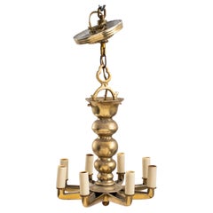 Art Moderne Brass Eight-Light Star-Form Chandelier