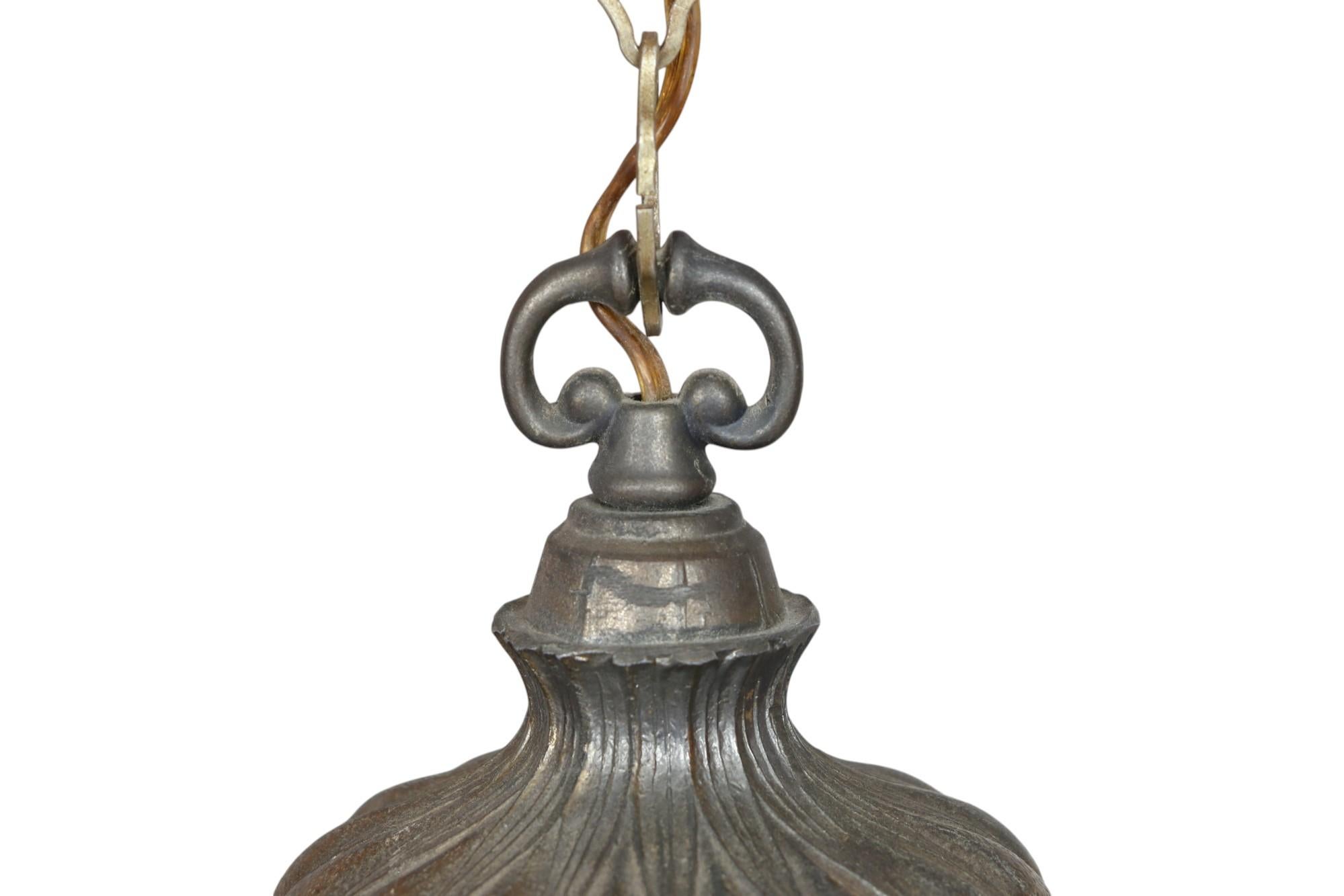 Art Moderne Green Glass Lanterns, a Pair In Good Condition For Sale In Bradenton, FL