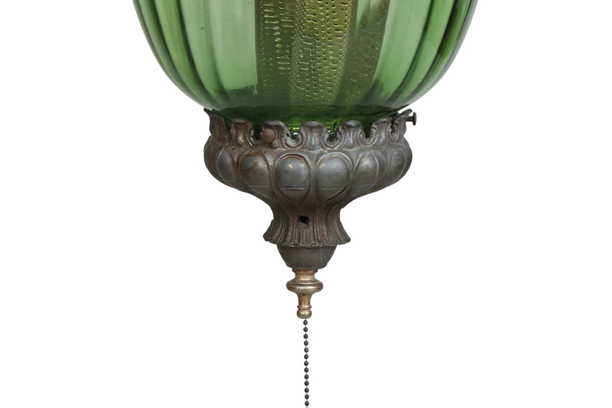 Art Moderne Green Glass Lanterns, a Pair For Sale 2