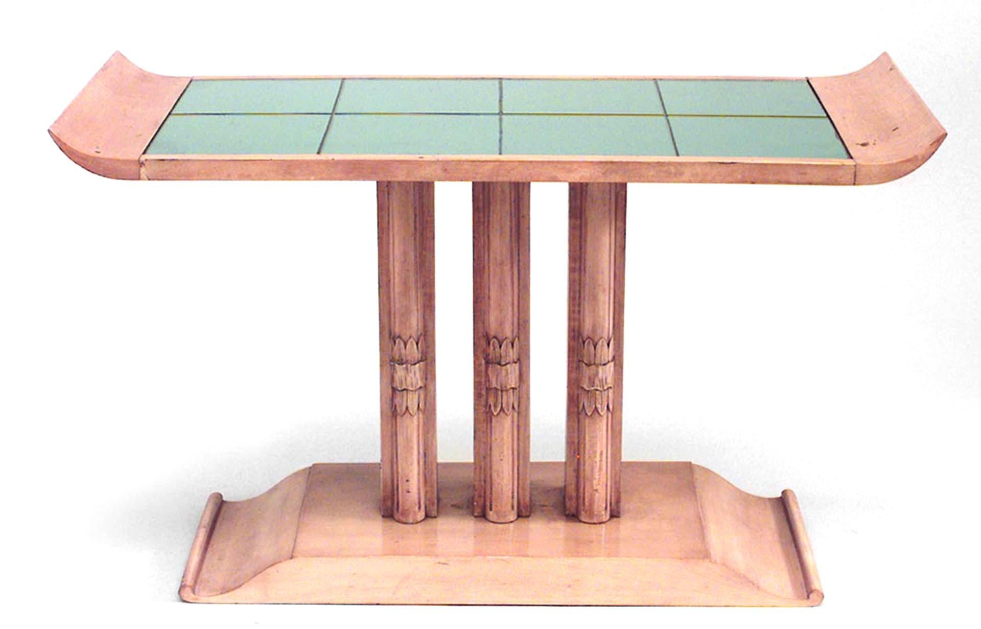 Mid-Century Modern T.H. Robsjohn Gibbings American Art Moderne Sycamore Pedestal Coffee Table For Sale