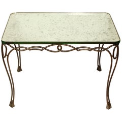 Art Moderne Iron and Mirror Top Table