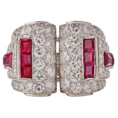 Art Moderne Platinum, Ruby and Diamond Ring