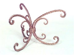 Art Moderne Rope and Tassel Gilt Metal and Glass Coffee Table