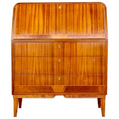 Vintage Art Moderne Secretaire Desk with Chest of Drawers in Mahogany, Sweden, 1940s