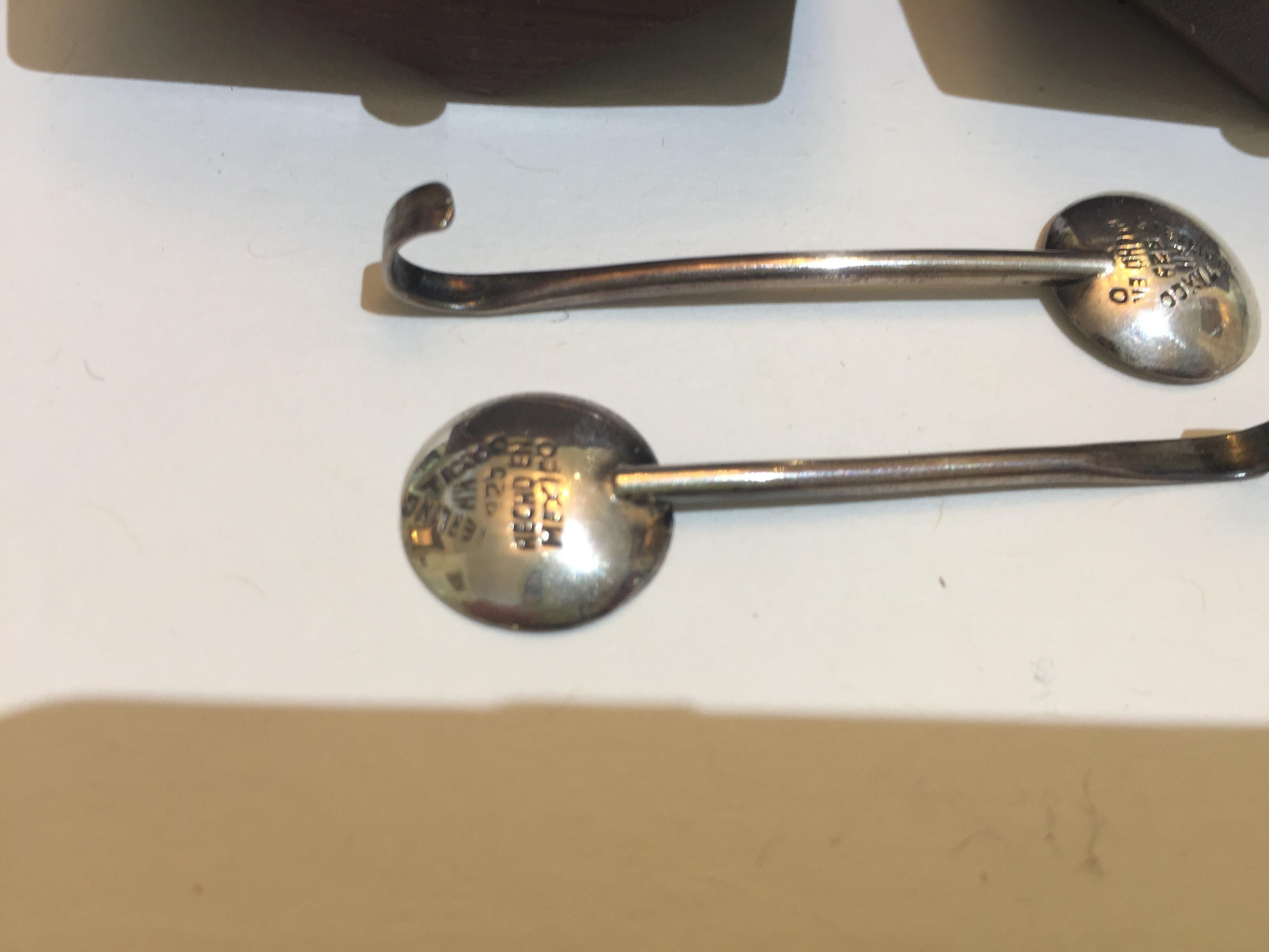 Art Moderne Spratling Sterling & Rosewood Salt Cellars, a Pair In Good Condition In West Palm Beach, FL