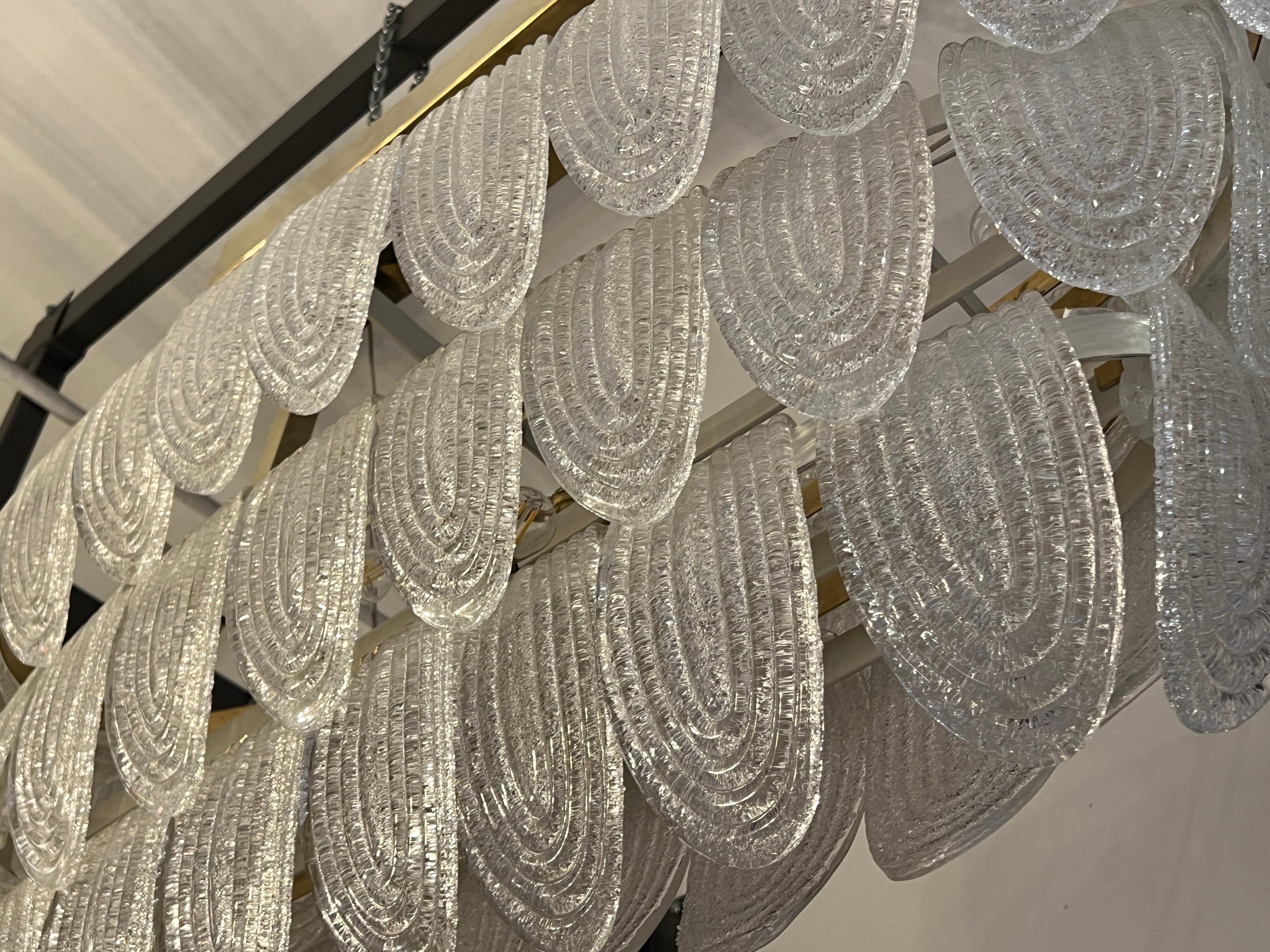 Art Deco Pulegoso Murano Clear Glass Oval Chandelier , 1940s For Sale 4