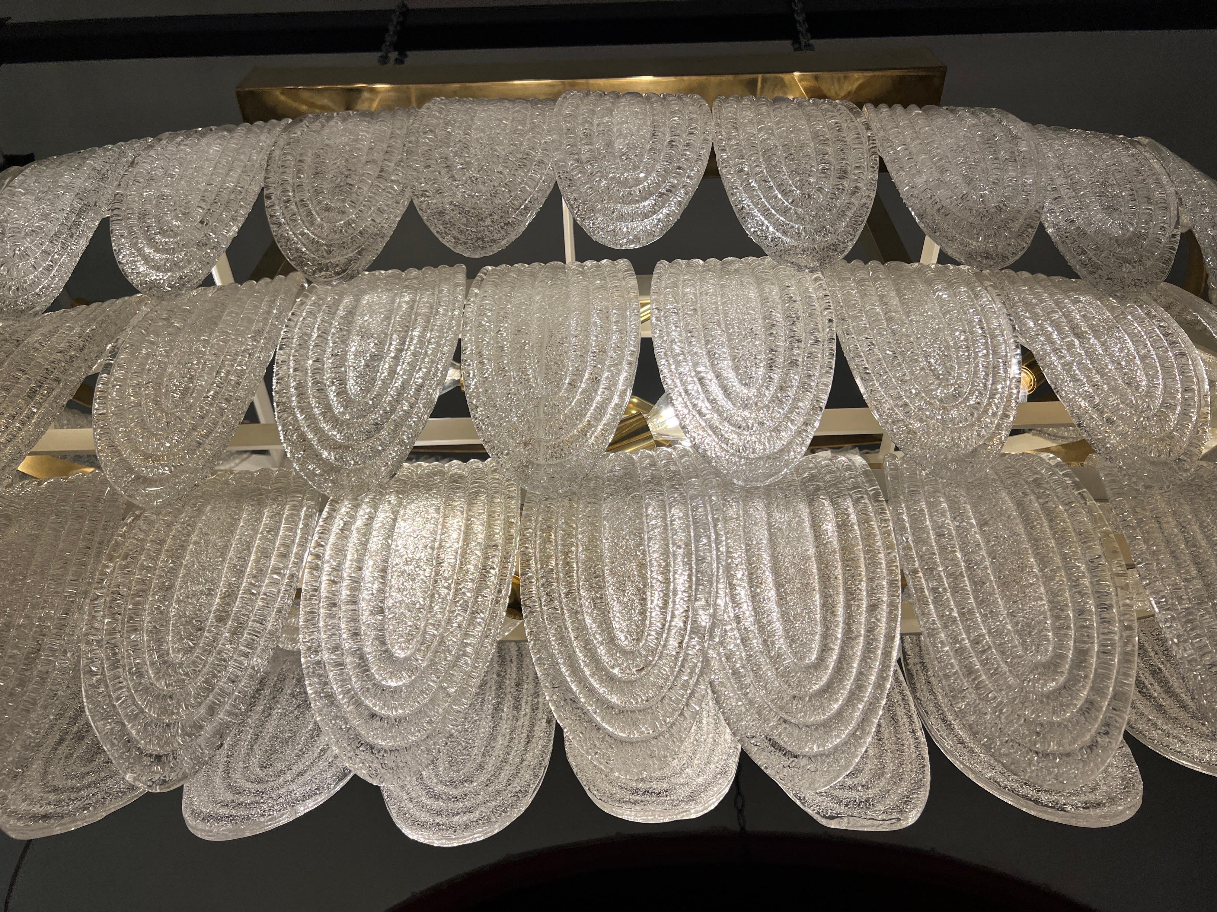 Art Deco Pulegoso Murano Clear Glass Oval Chandelier , 1940s For Sale 5