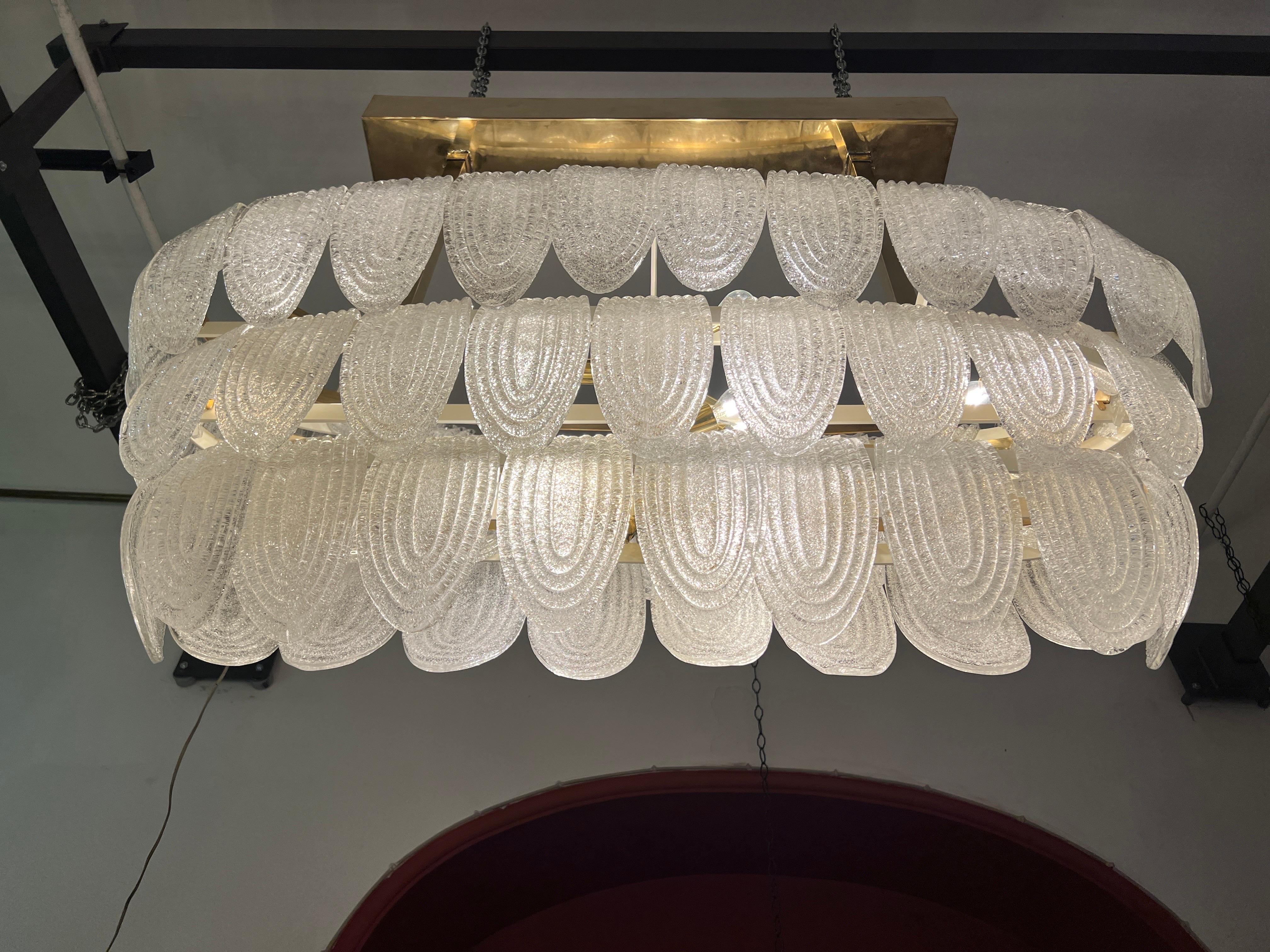 Art Deco Pulegoso Murano Clear Glass Oval Chandelier , 1940s For Sale 6