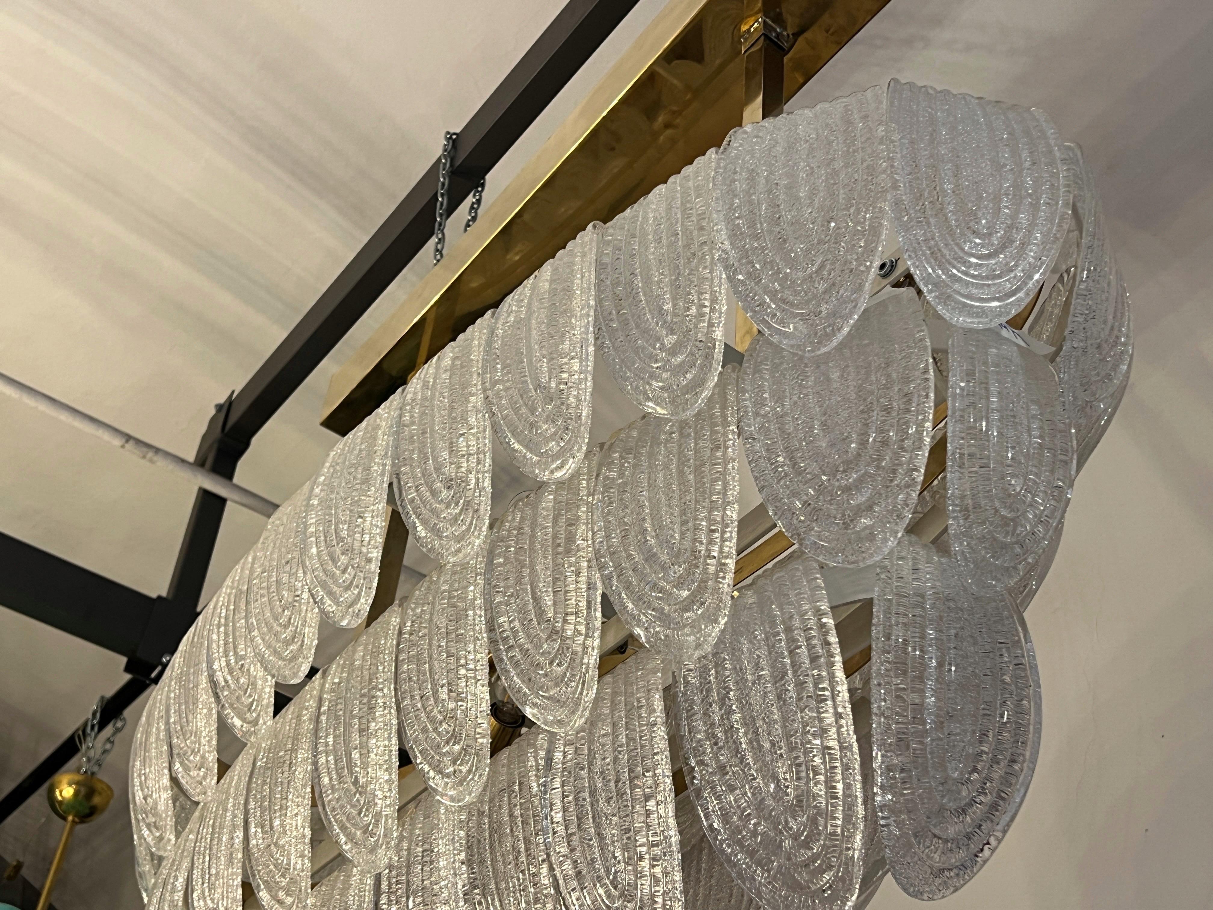 Art Deco Pulegoso Murano Clear Glass Oval Chandelier , 1940s For Sale 7