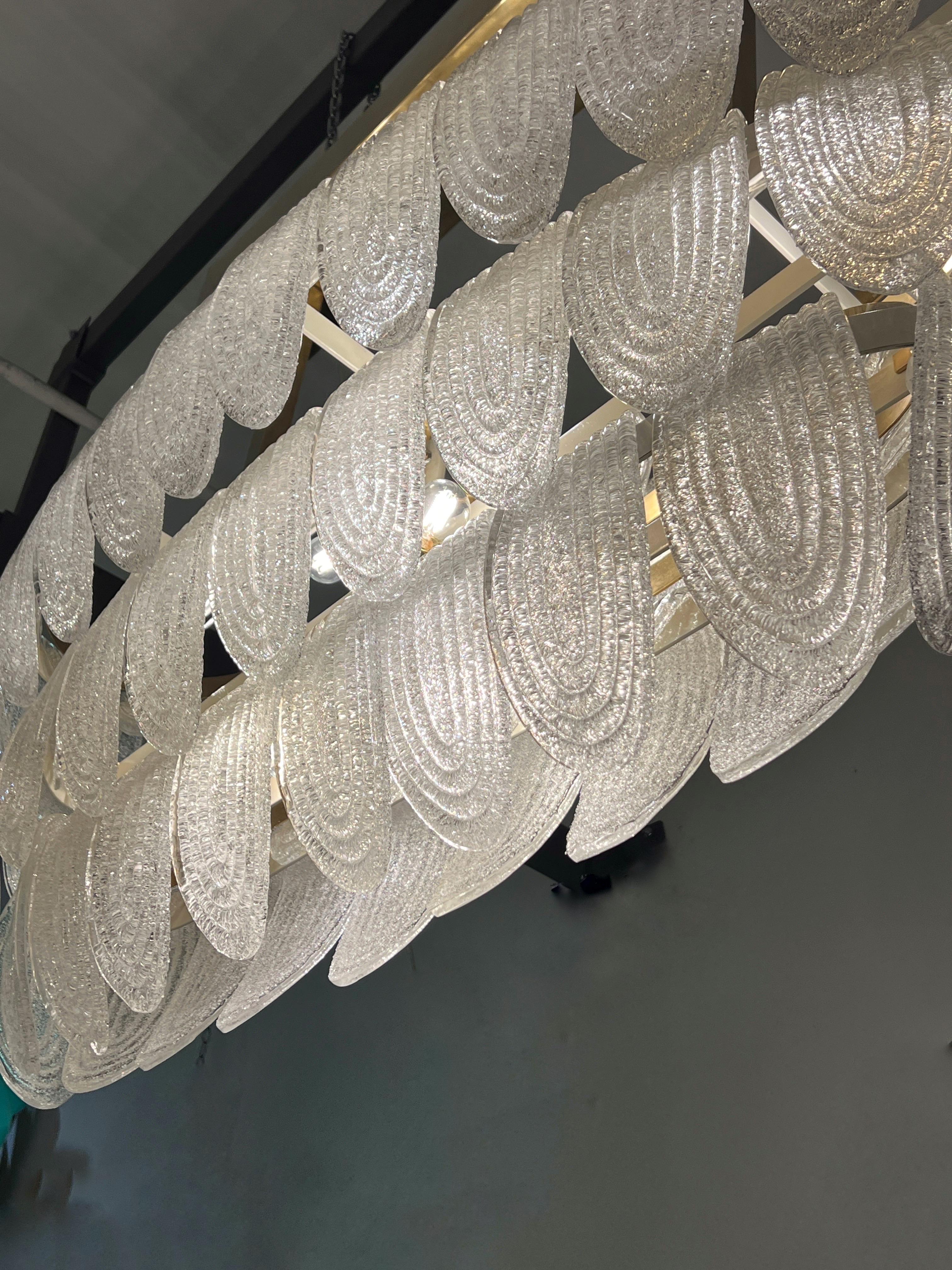 Art Deco Pulegoso Murano Clear Glass Oval Chandelier , 1940s For Sale 8