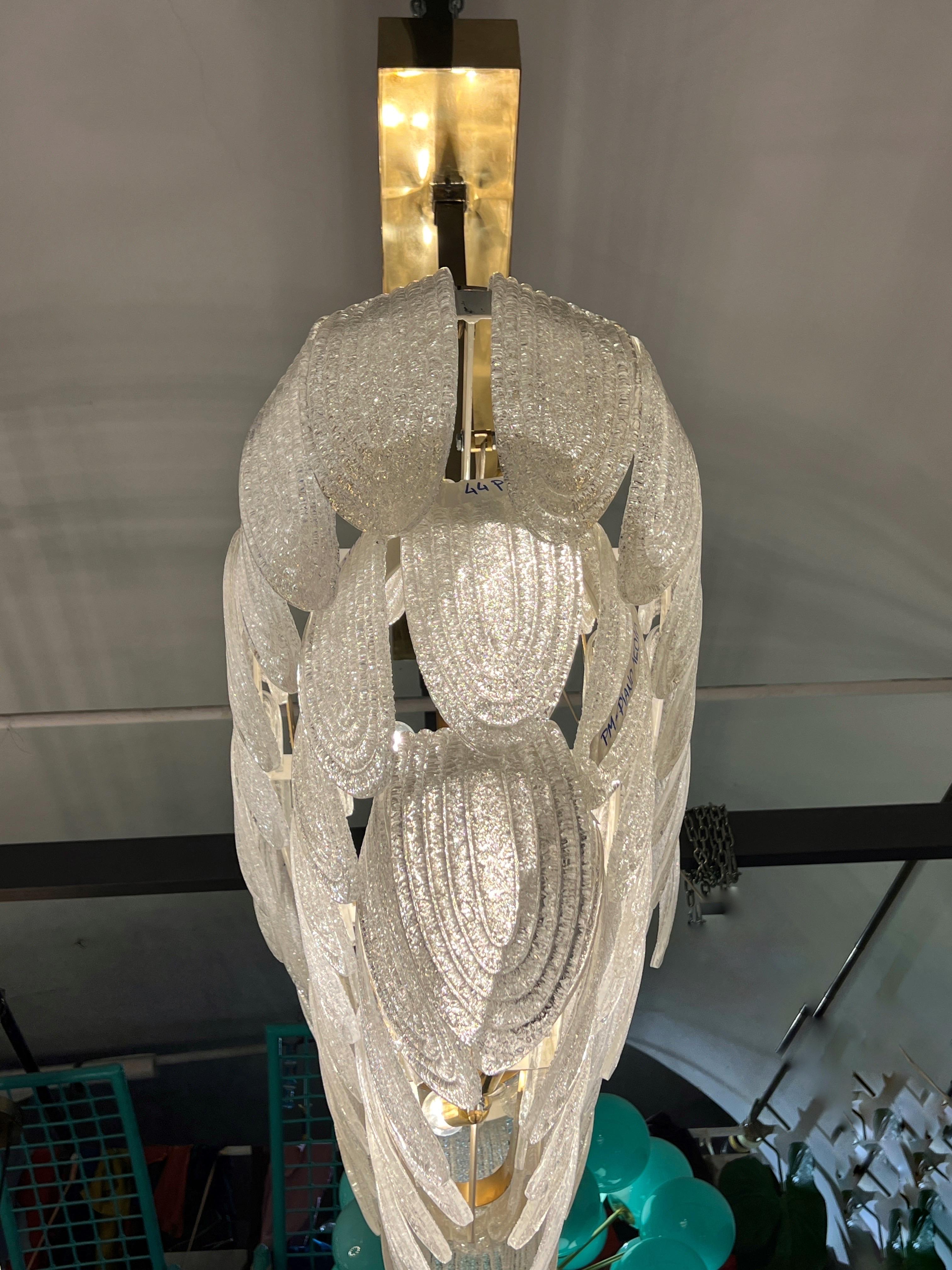 Art Deco Pulegoso Murano Clear Glass Oval Chandelier , 1940s For Sale 1