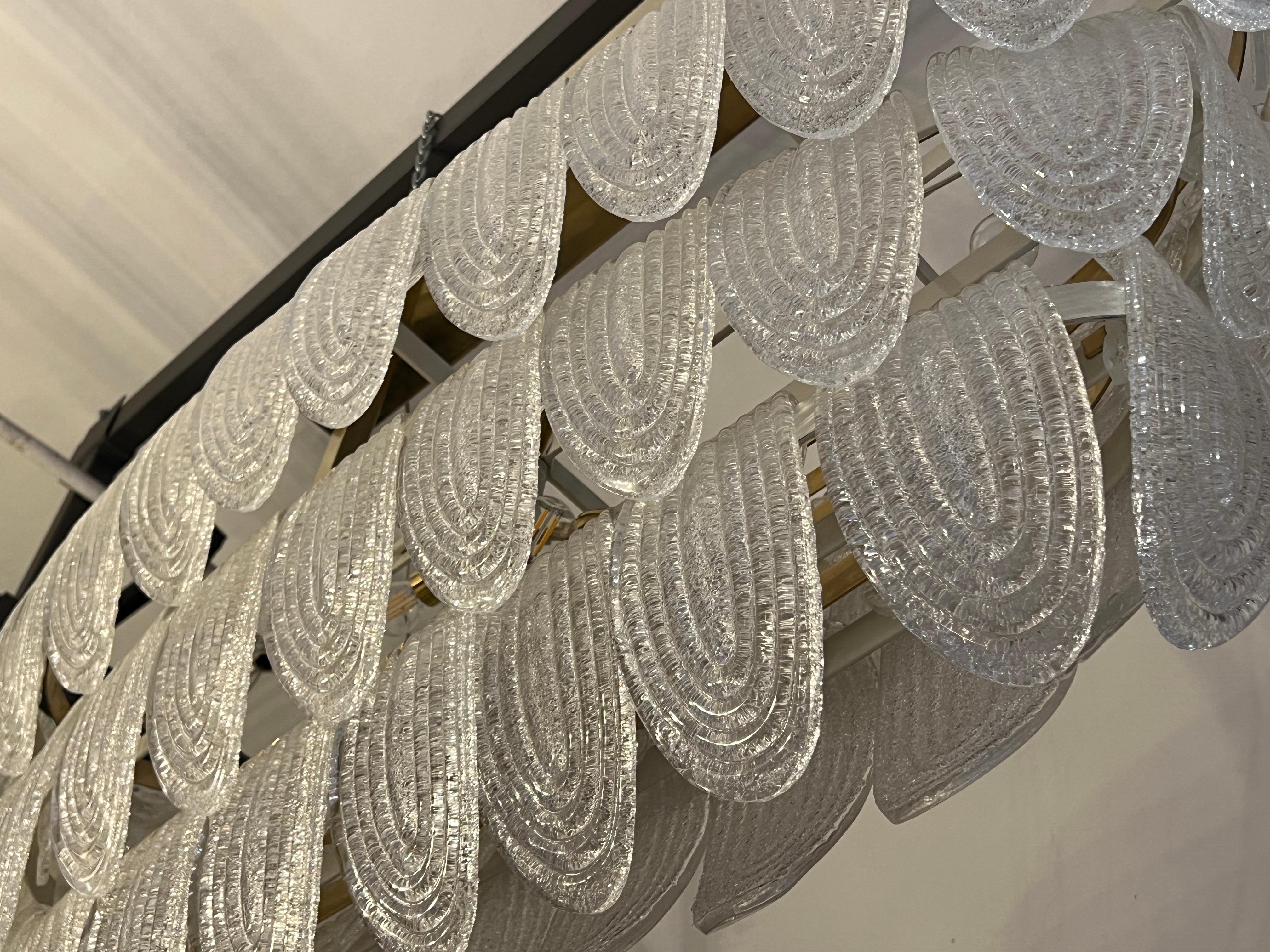 Art Deco Pulegoso Murano Clear Glass Oval Chandelier , 1940s For Sale 3