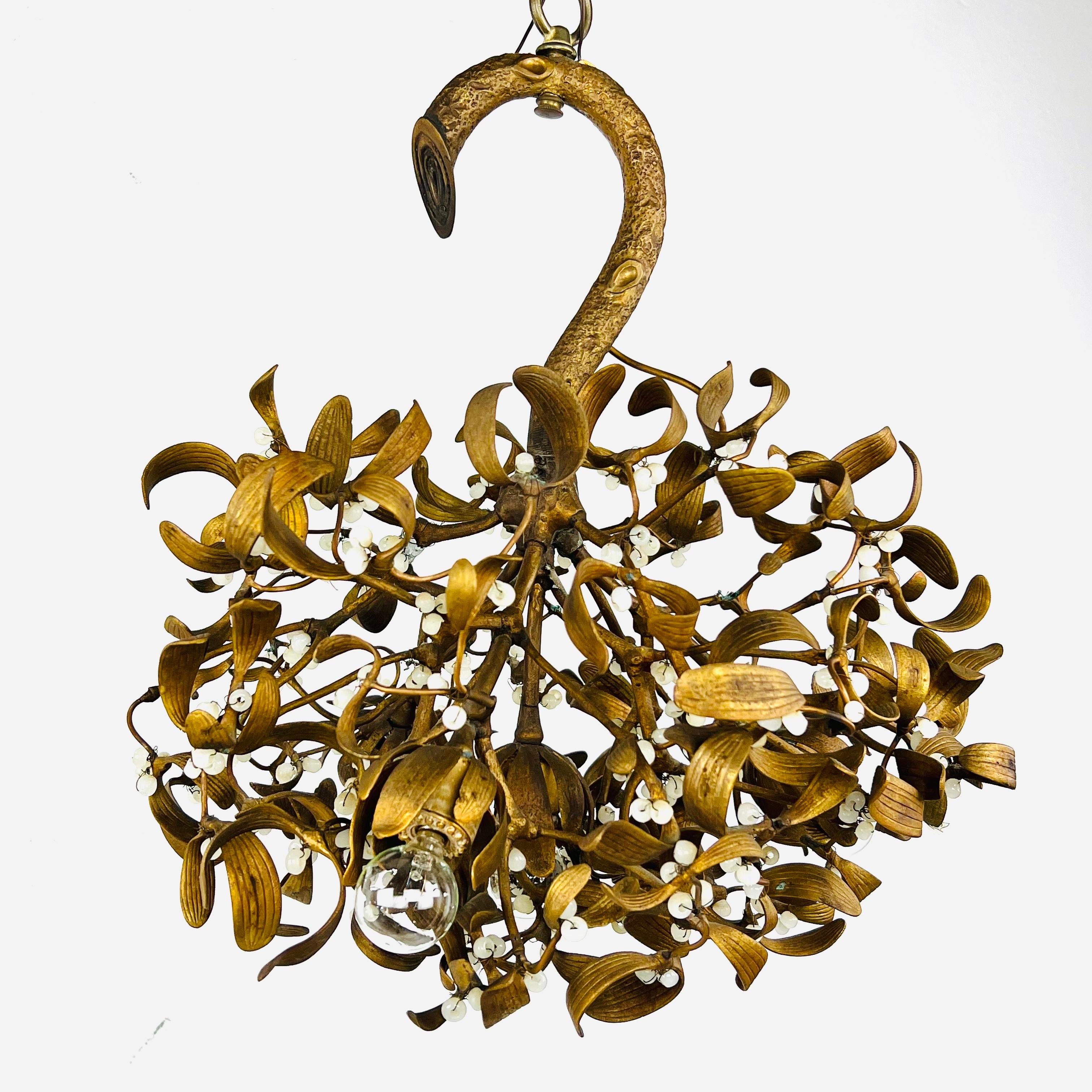 Art Nouveau Bronze Mistletoe Chandelier For Sale 10