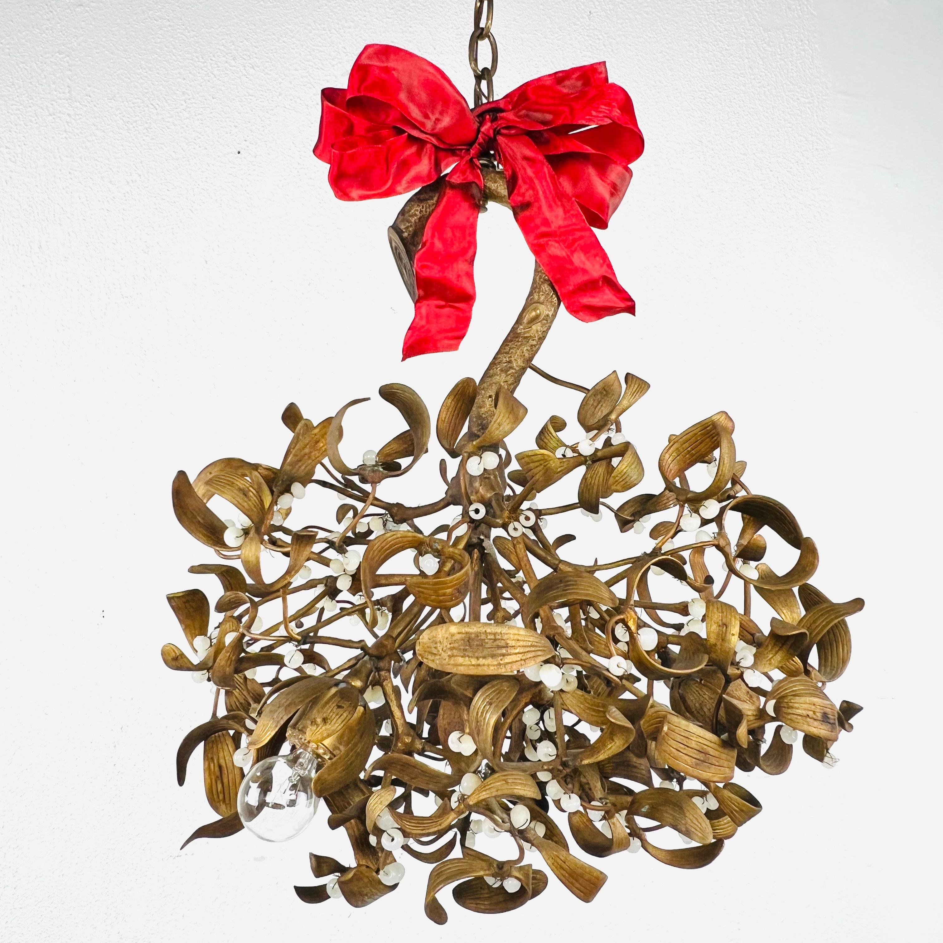 Art Nouveau Bronze Mistletoe Chandelier For Sale 13